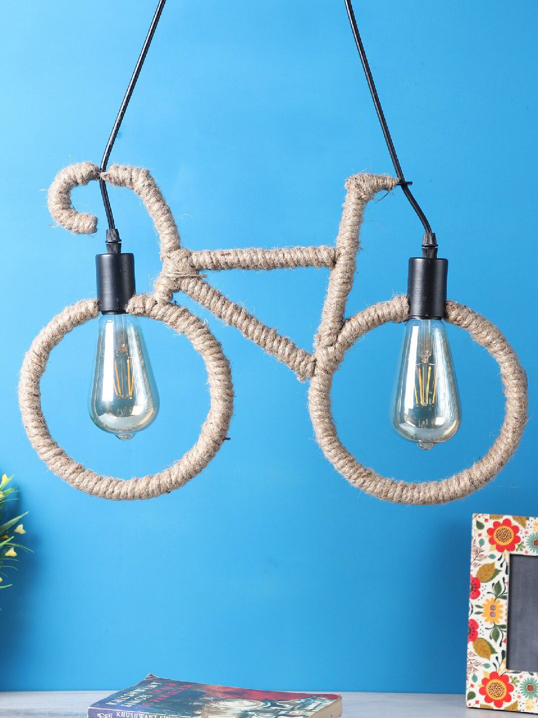 EXIM DECOR Brown Rope Cycle Shape Handcrafted Cluster Lights Price in India
