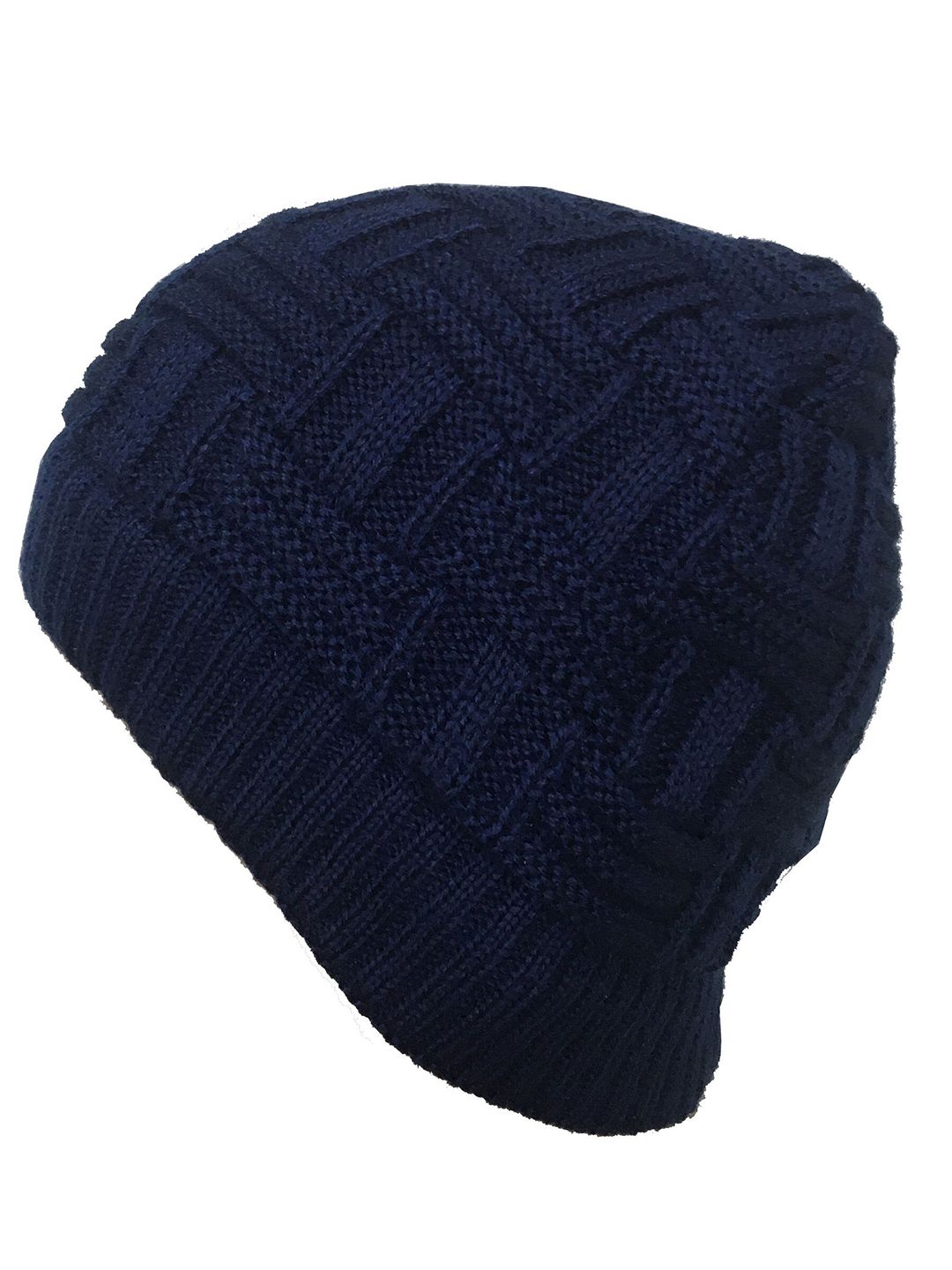 Gajraj Unisex Navy Blue Woolen Beanie Cap Price in India