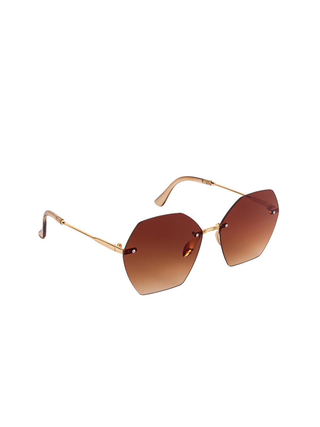 AISLIN Unisex Brown Lens & Gold-Toned Butterfly Sunglasses with UV Protected Lens