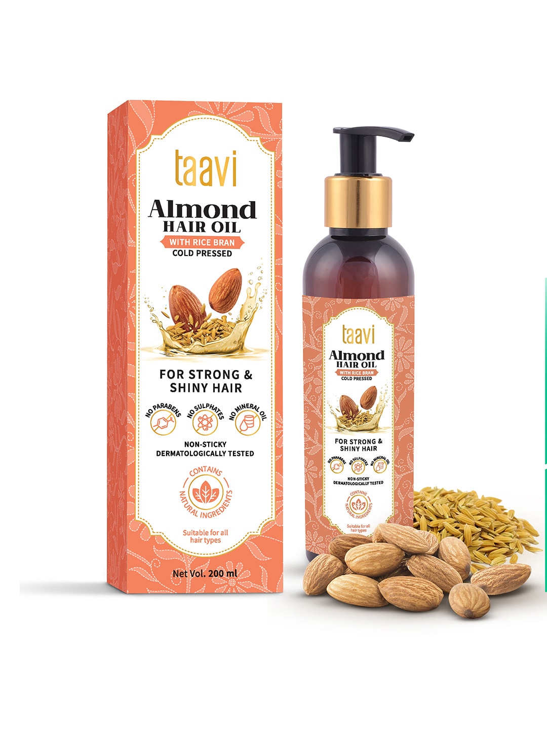 Taavi Cold Pressed Almond with Rice Bran Hair Oil 200 ml Price in India
