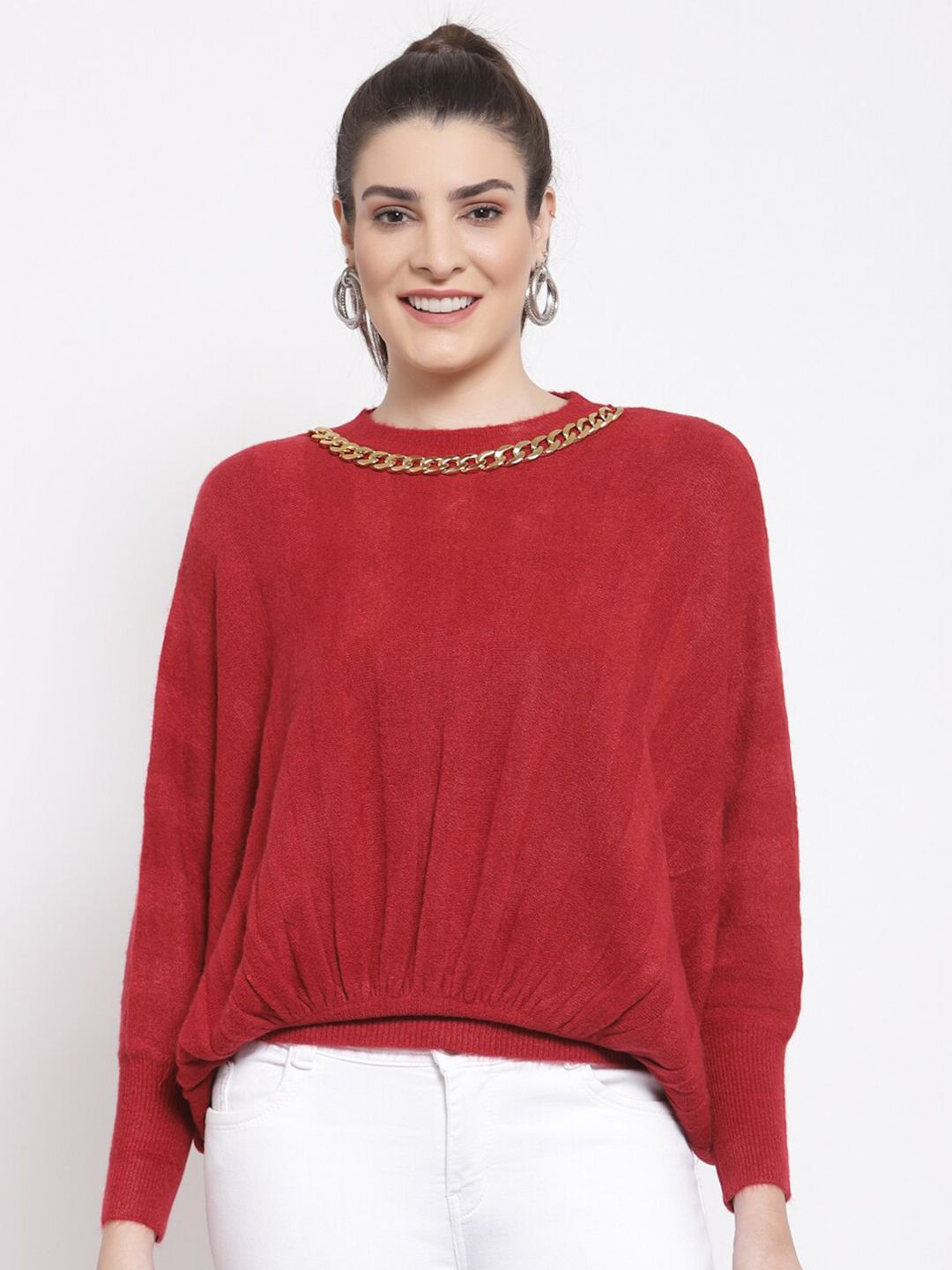 Mafadeny Women Maroon Pullover Price in India