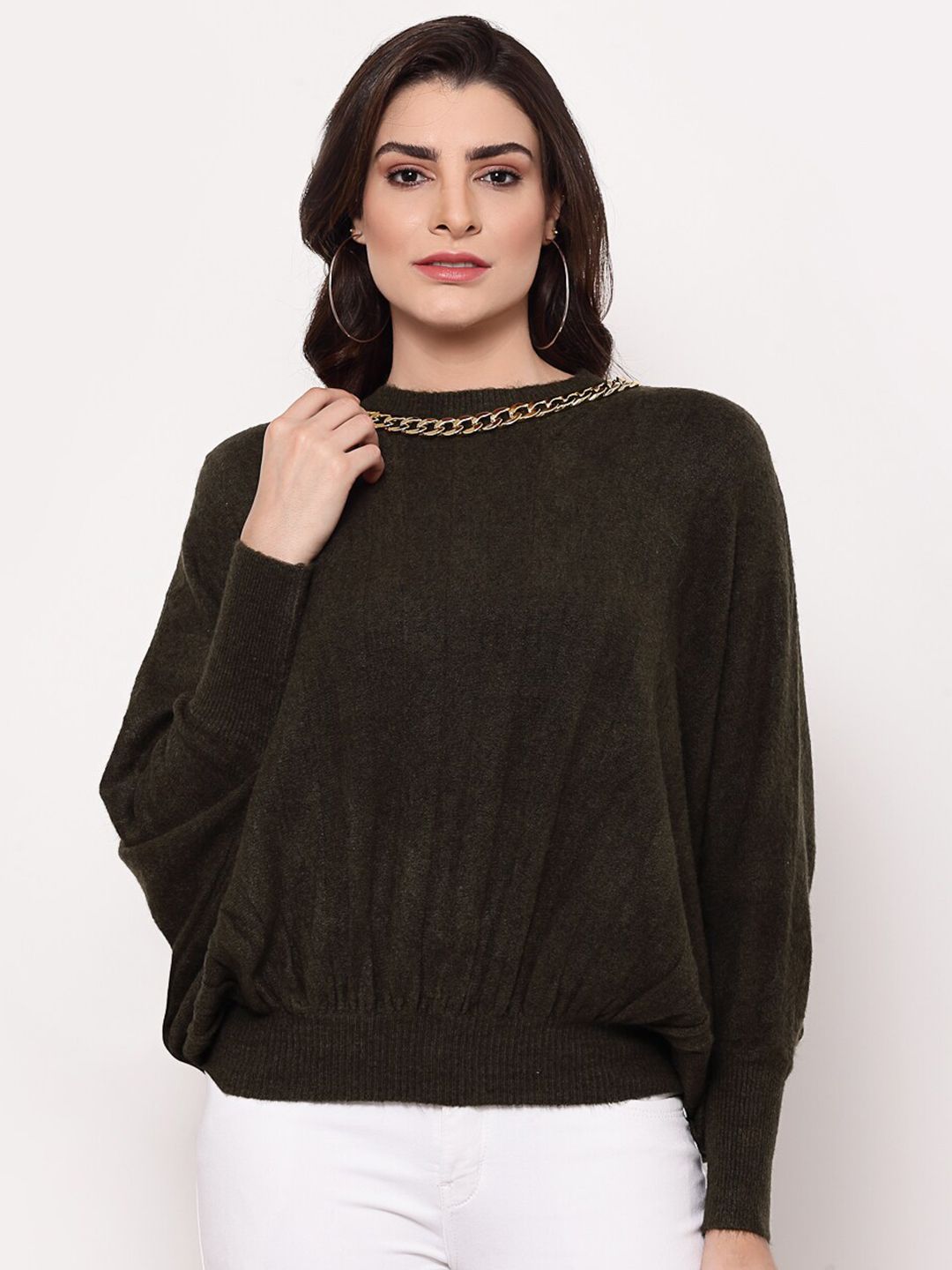 Mafadeny Women Green Solid Pullover Price in India