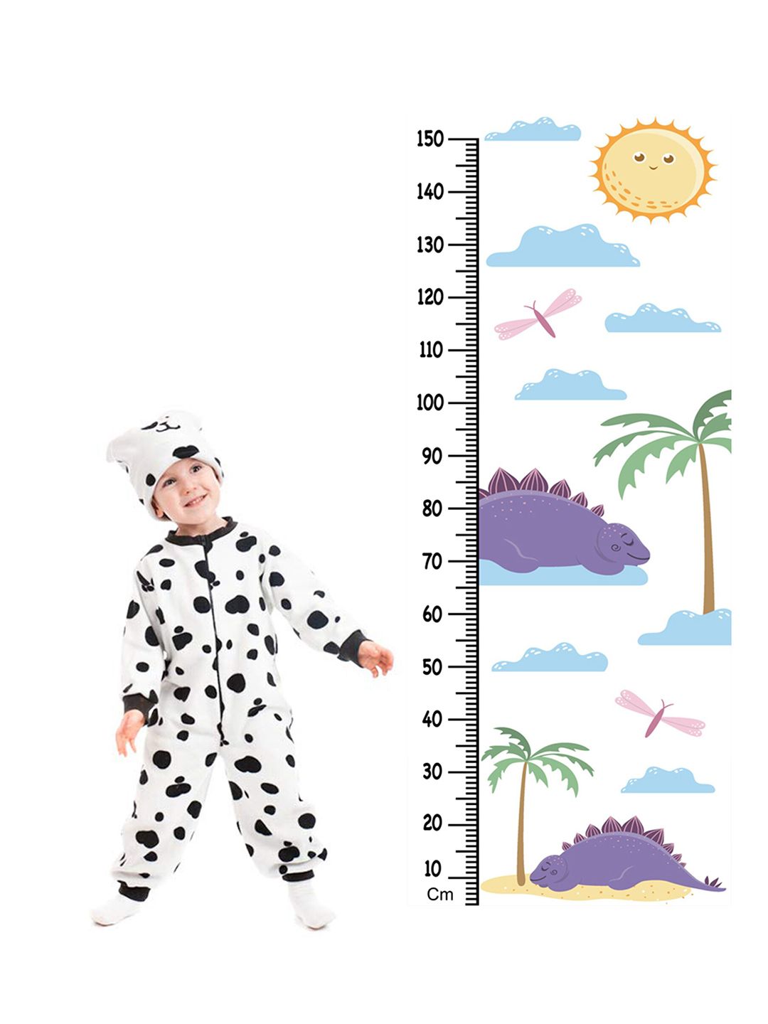 WENS Dino Height Measurement Removable Wall Sticker Price in India
