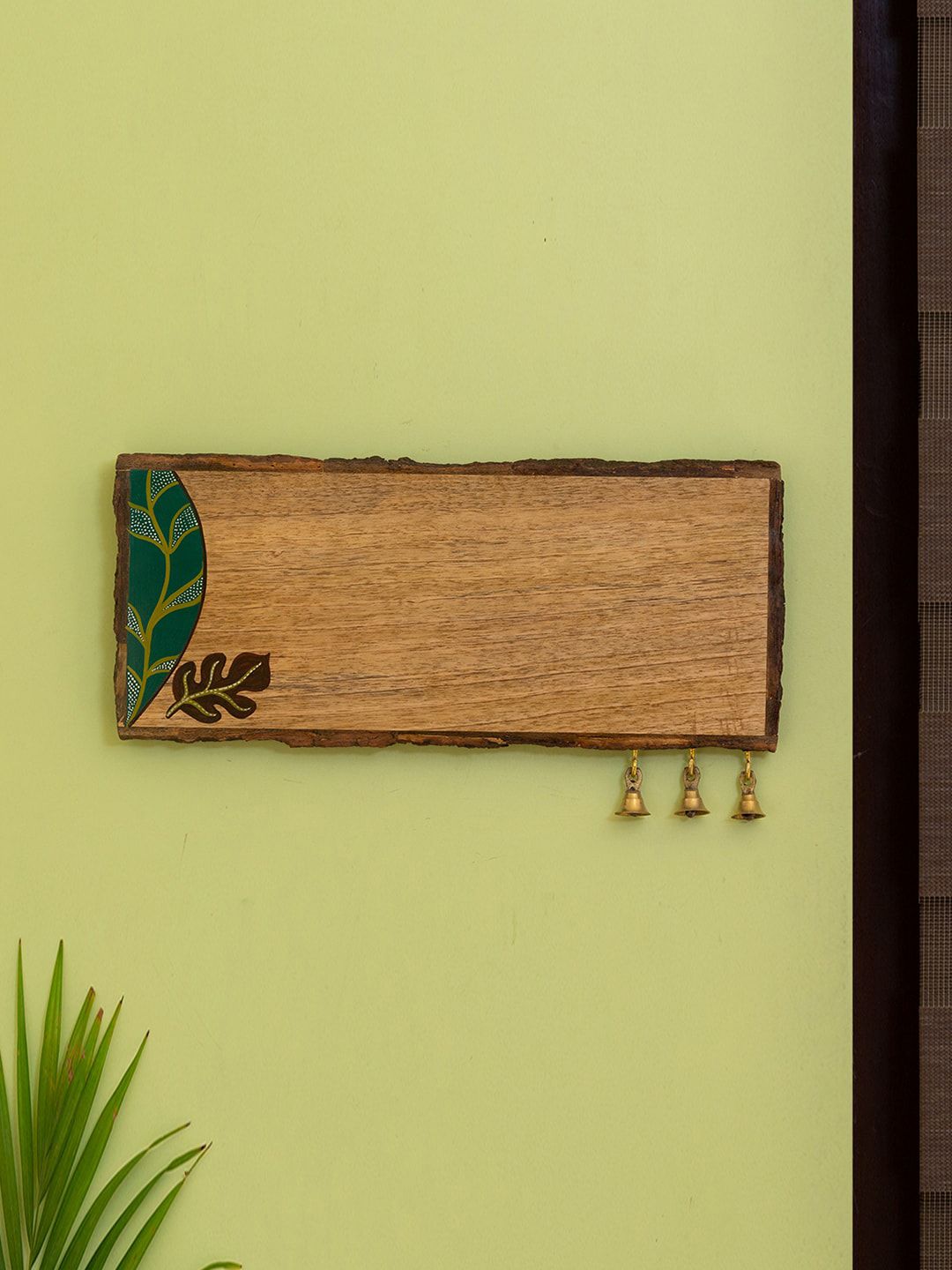 ExclusiveLane Brown & Green Hand-Painted Wooden Name Plate Price in India