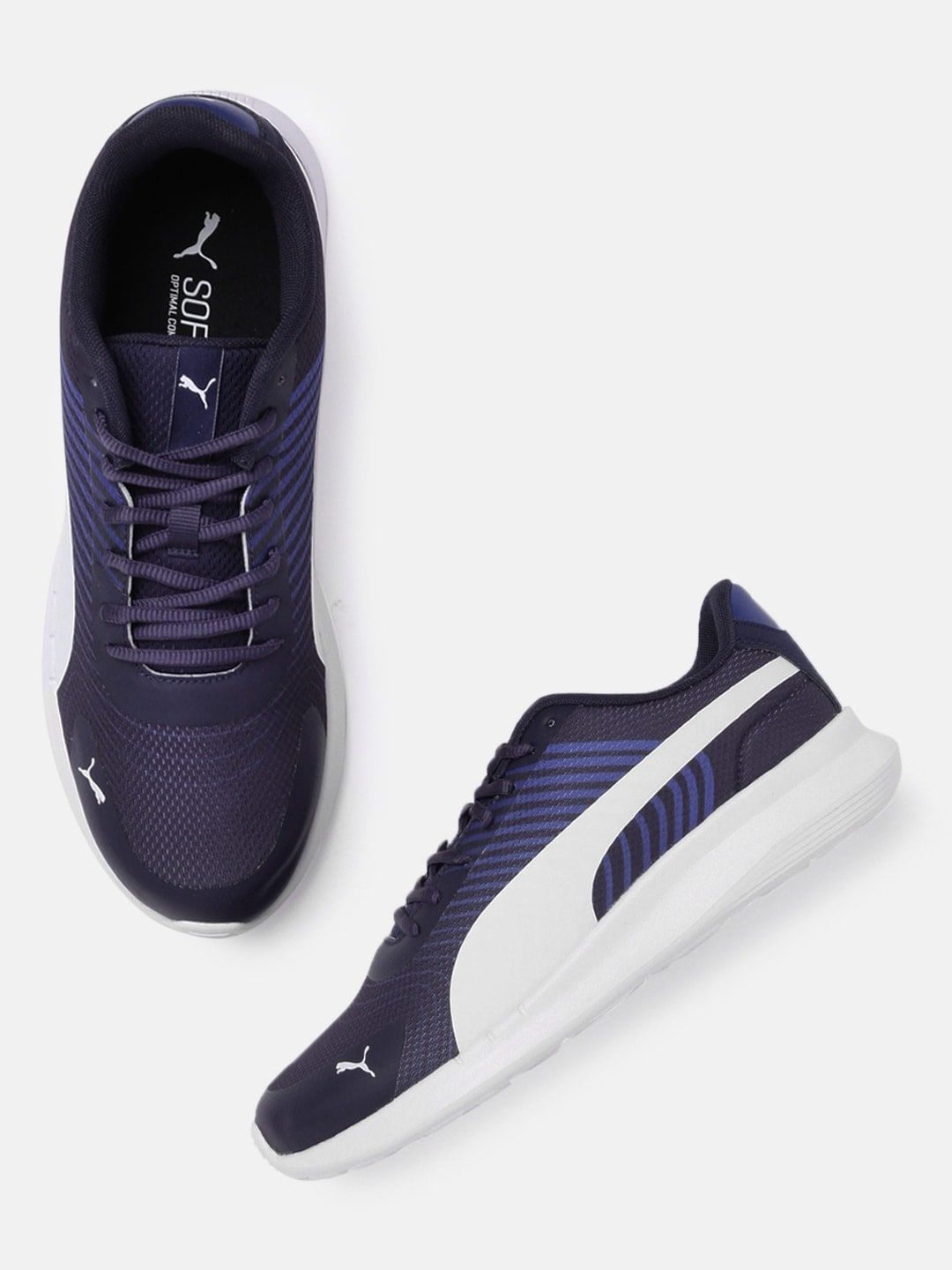 Puma Unisex Navy Blue White CAVE Striped Sneakers Price in India