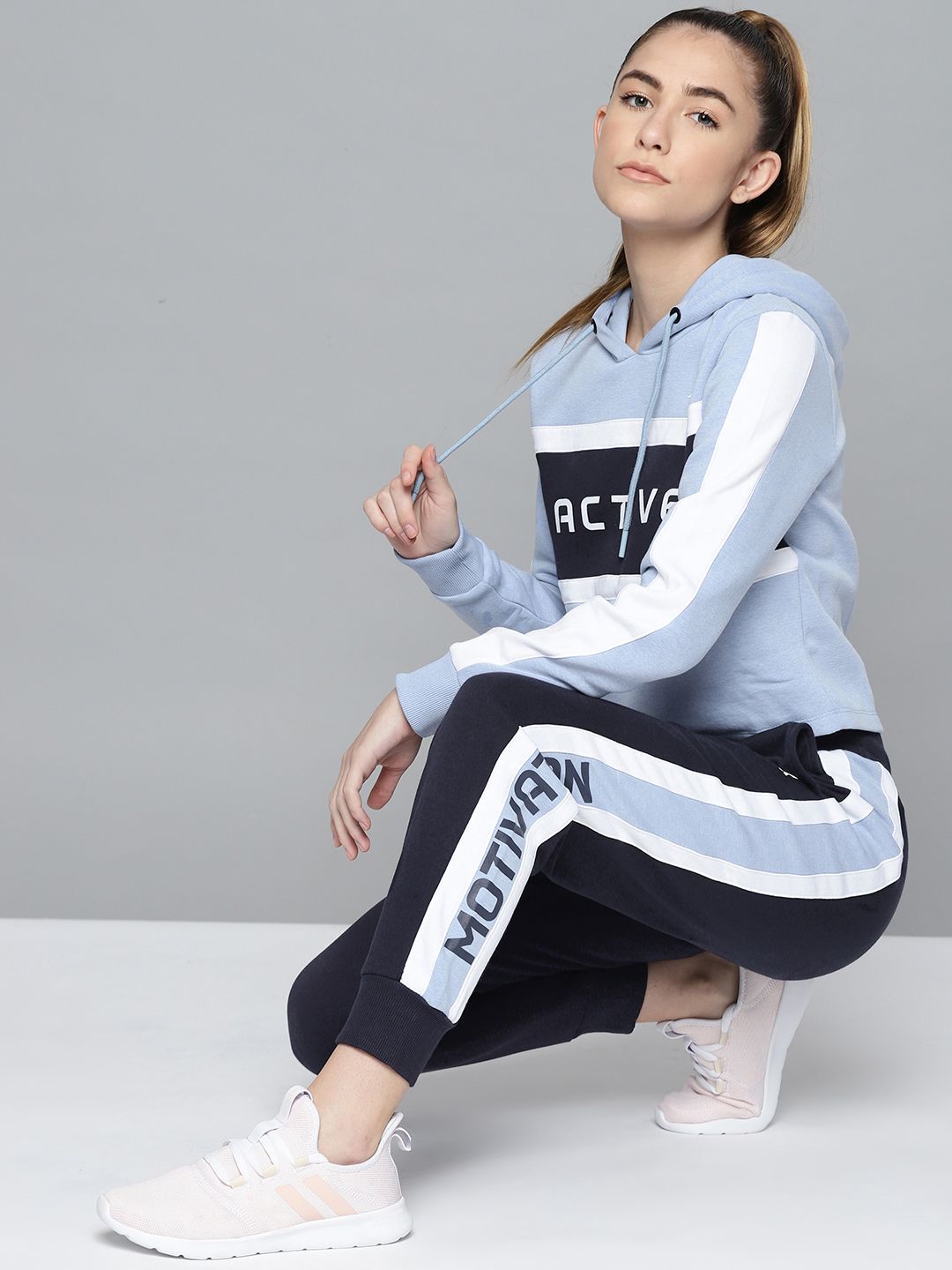 Alcis Women Blue Typography Printed Track Suit Price in India
