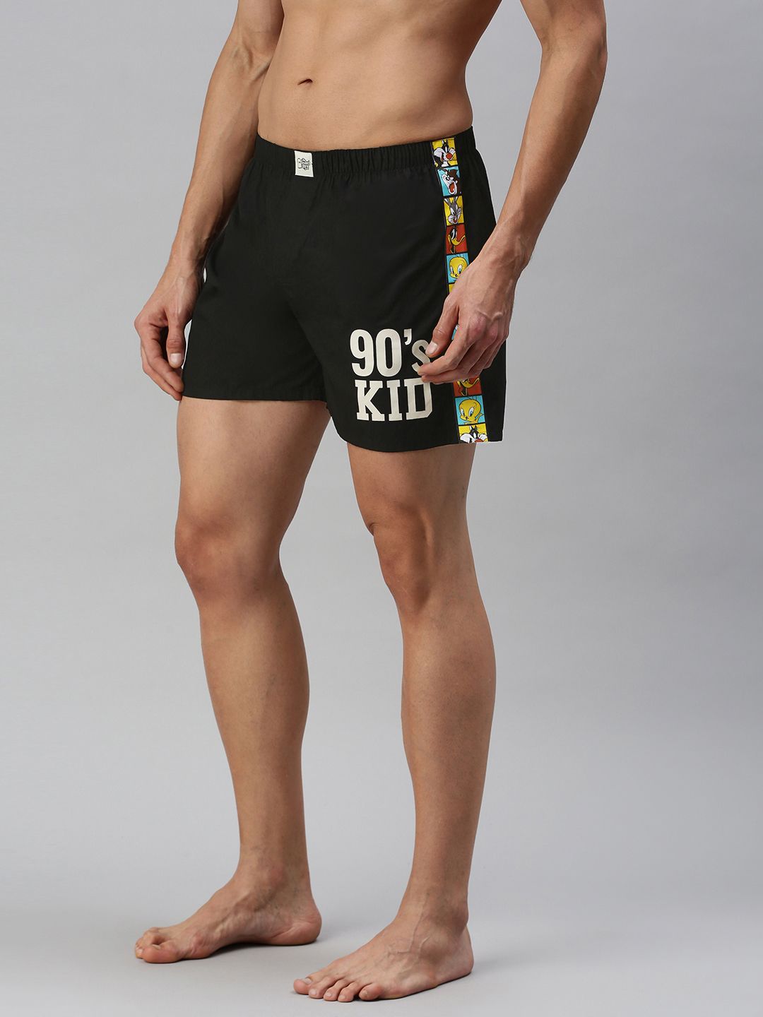 The Souled Store Men Regular Fit Looney Tunes Printed Black Boxer Shorts