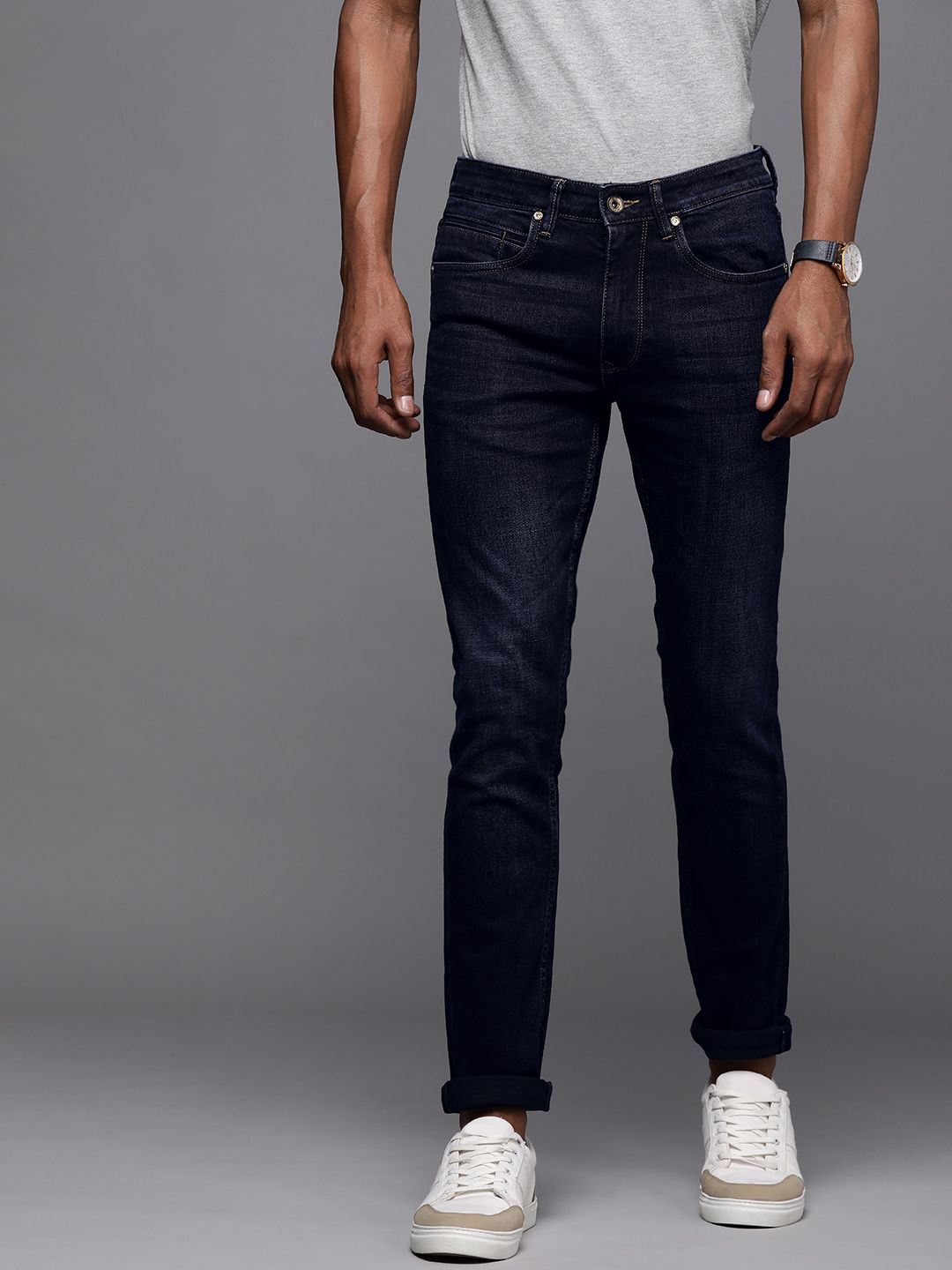 Buy Louis Philippe Jeans Men Blue Slim Fit Mid Rise Light Fade