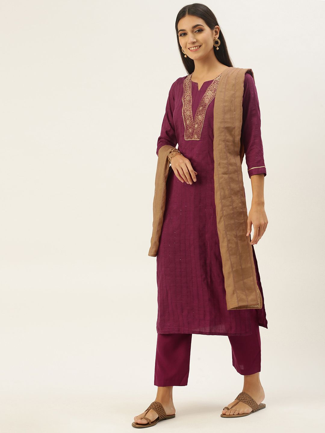 SheWill Magenta Unstitched Dress Material Price in India