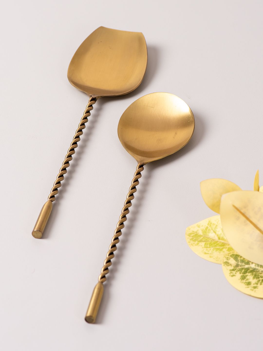 nestroots Set Of 2 Golden Serving Spoons with Long Handle Price in India