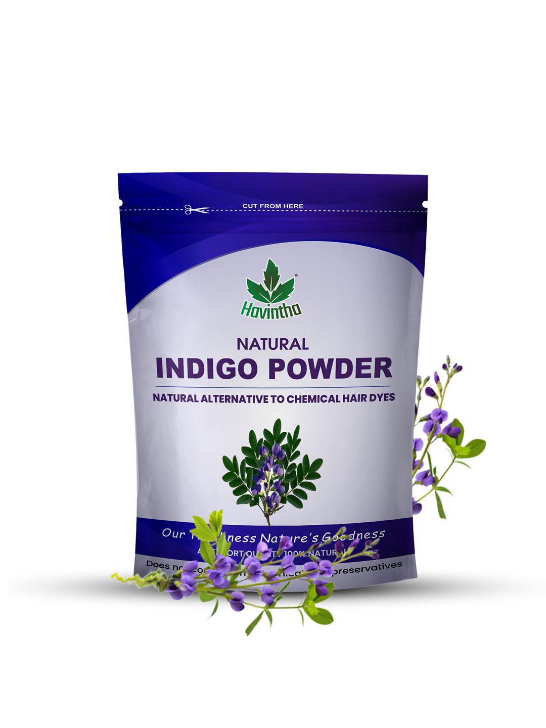 Havintha Black Indigo Powder for Hair & Beard Colour (Indigofera Tinctoria)