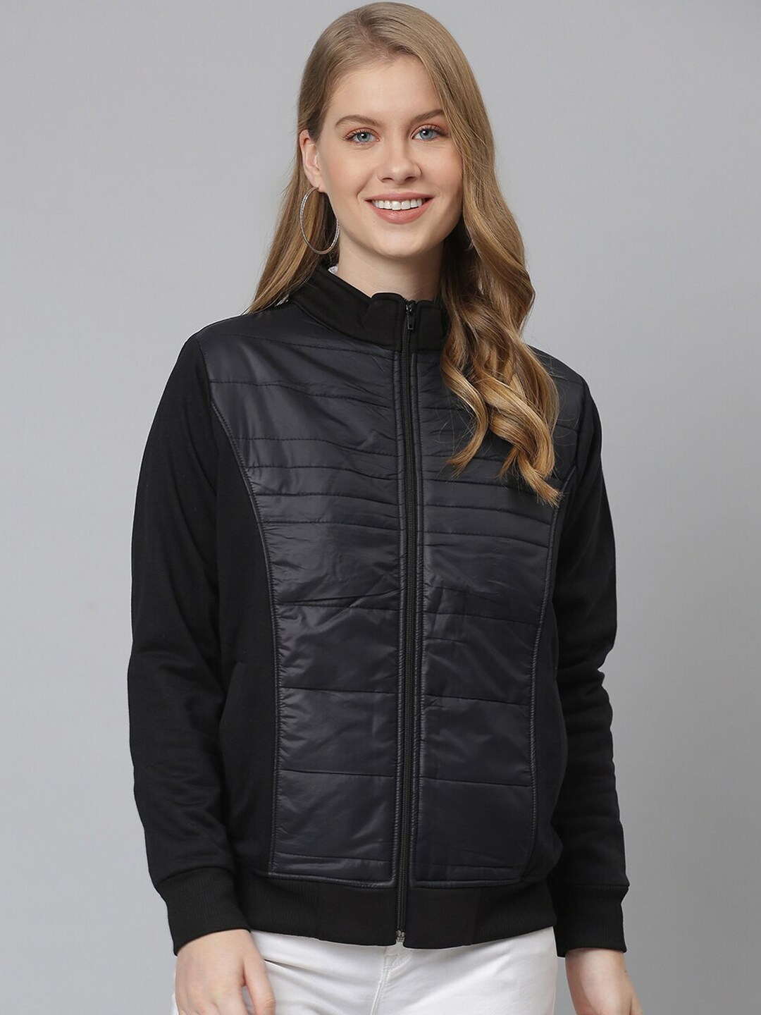 Campus Sutra Women Black Bomber Jacket Price in India