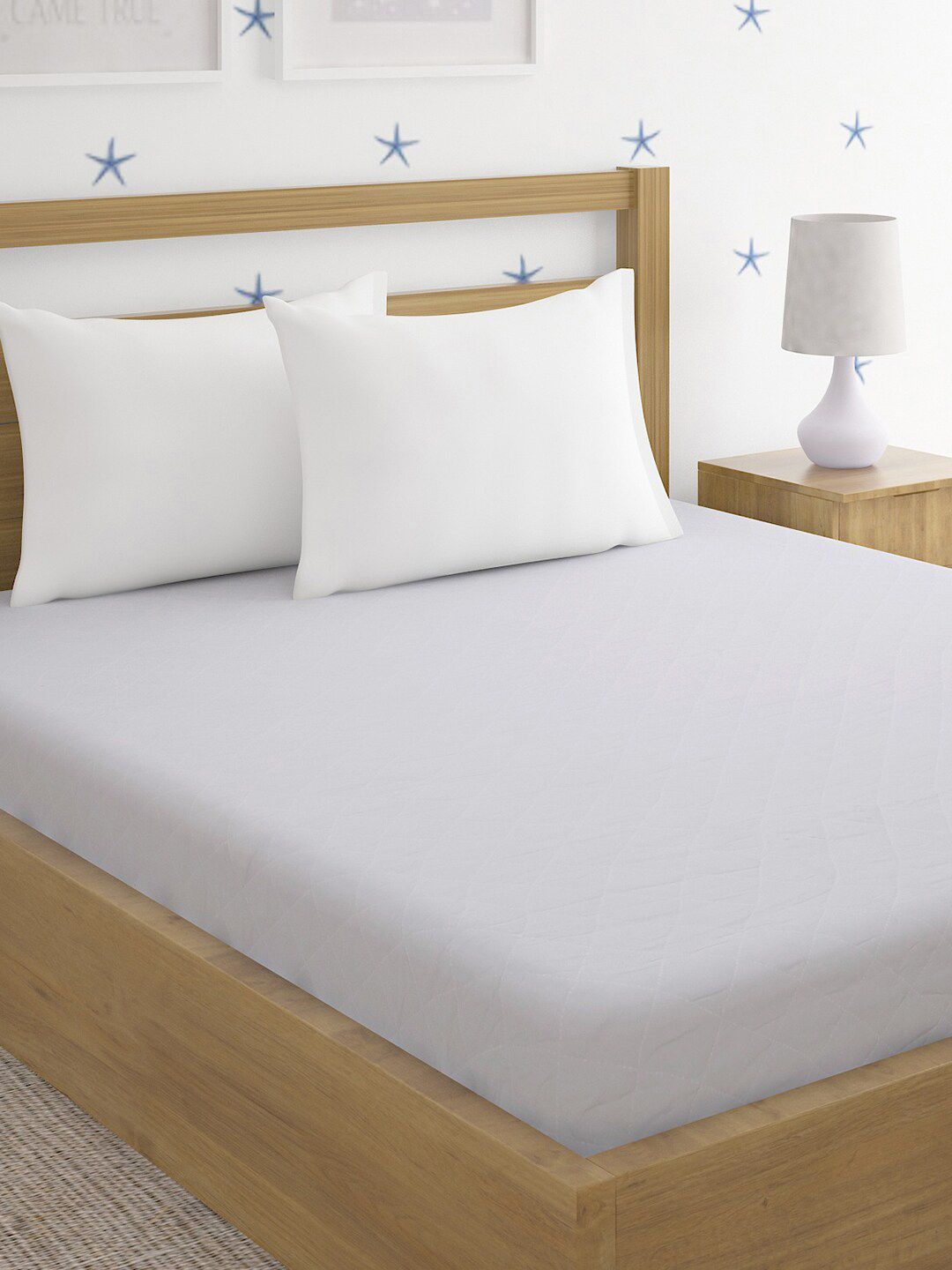 HOSTA HOMES White Solid Cotton King Bed Mattress Protector Price in India