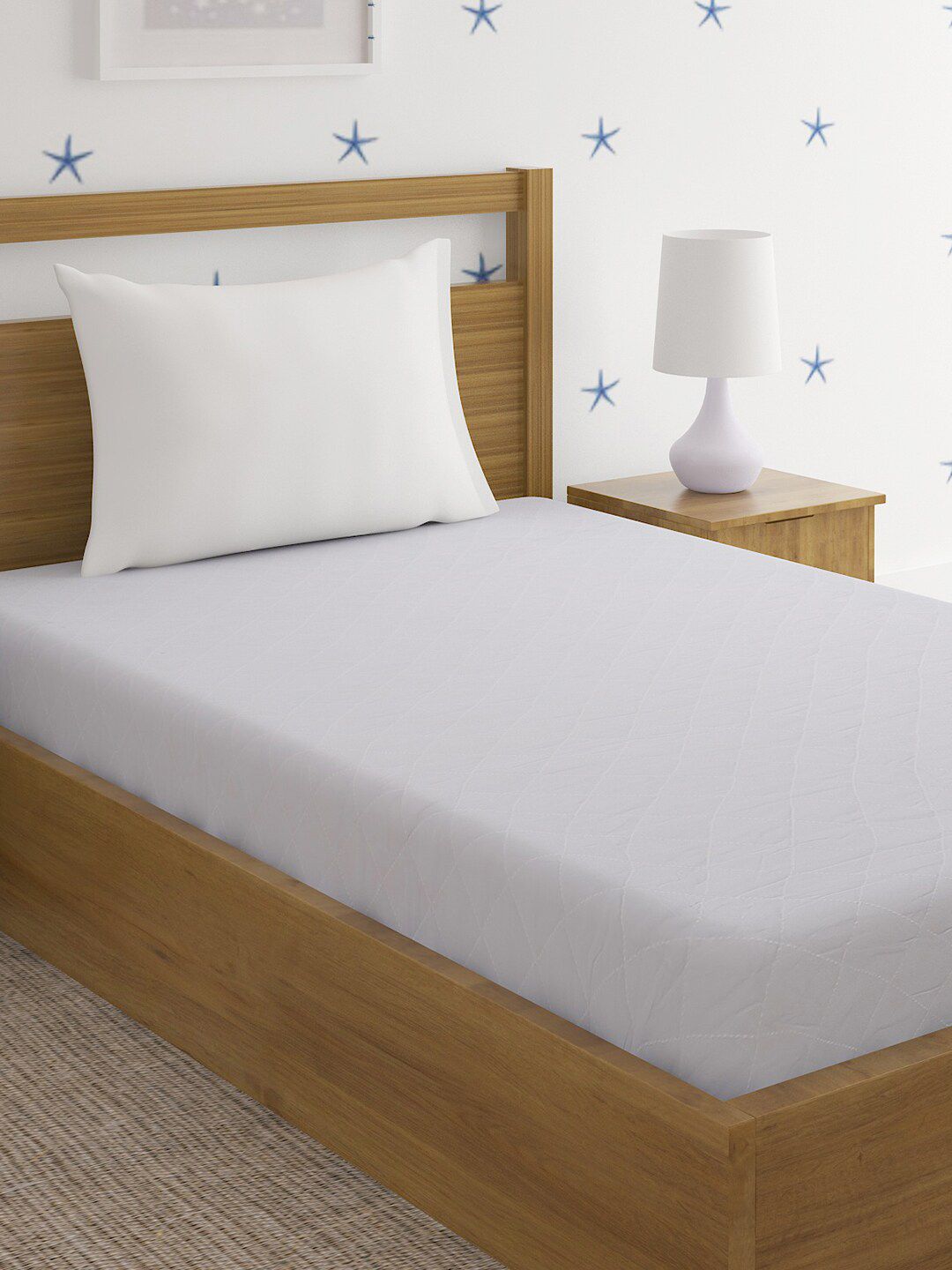 HOSTA HOMES White Quilted Cotton Slip On Mattress Protector Price in India