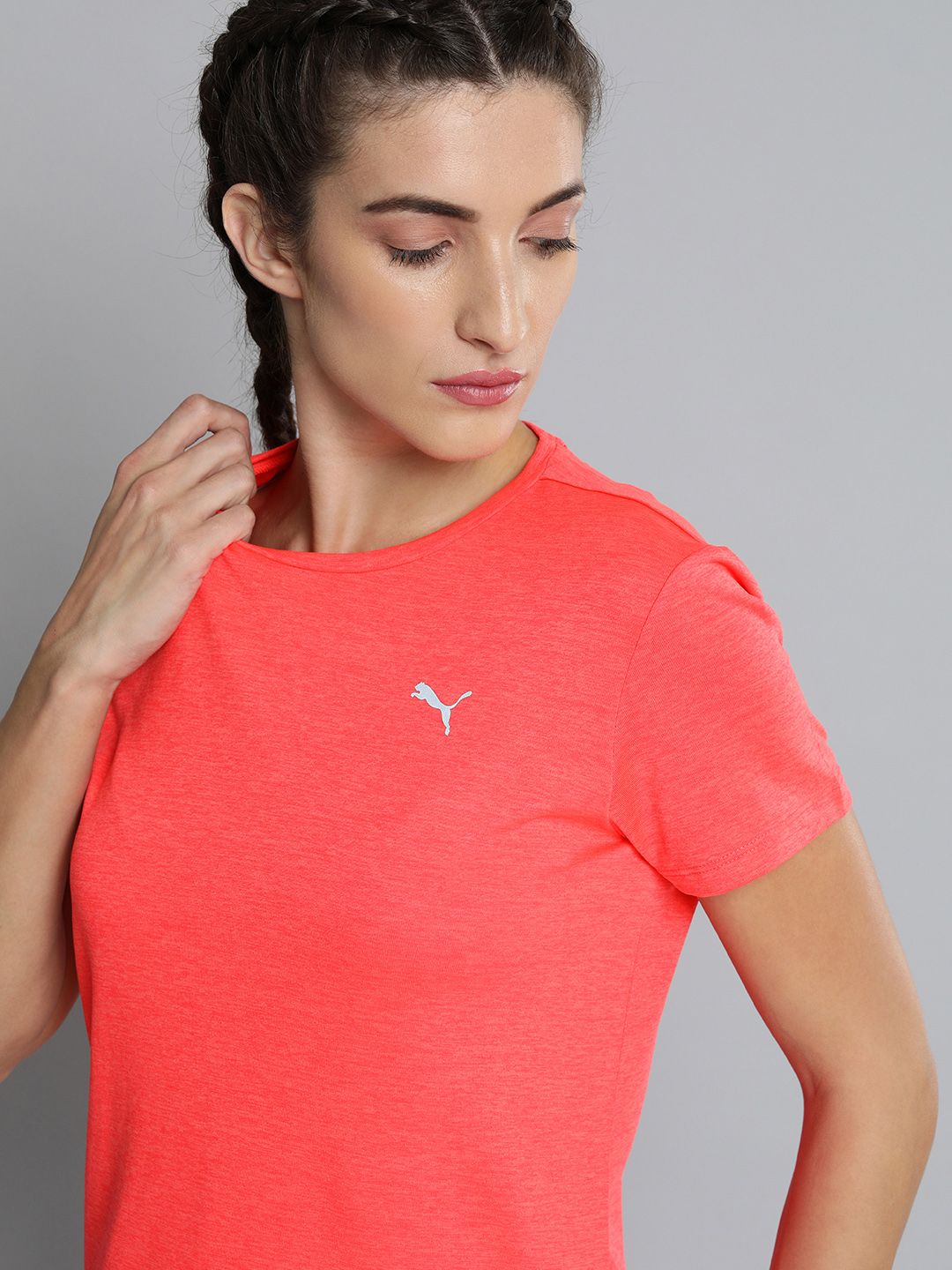 Puma Women Pink Solid Running T-shirt Price in India