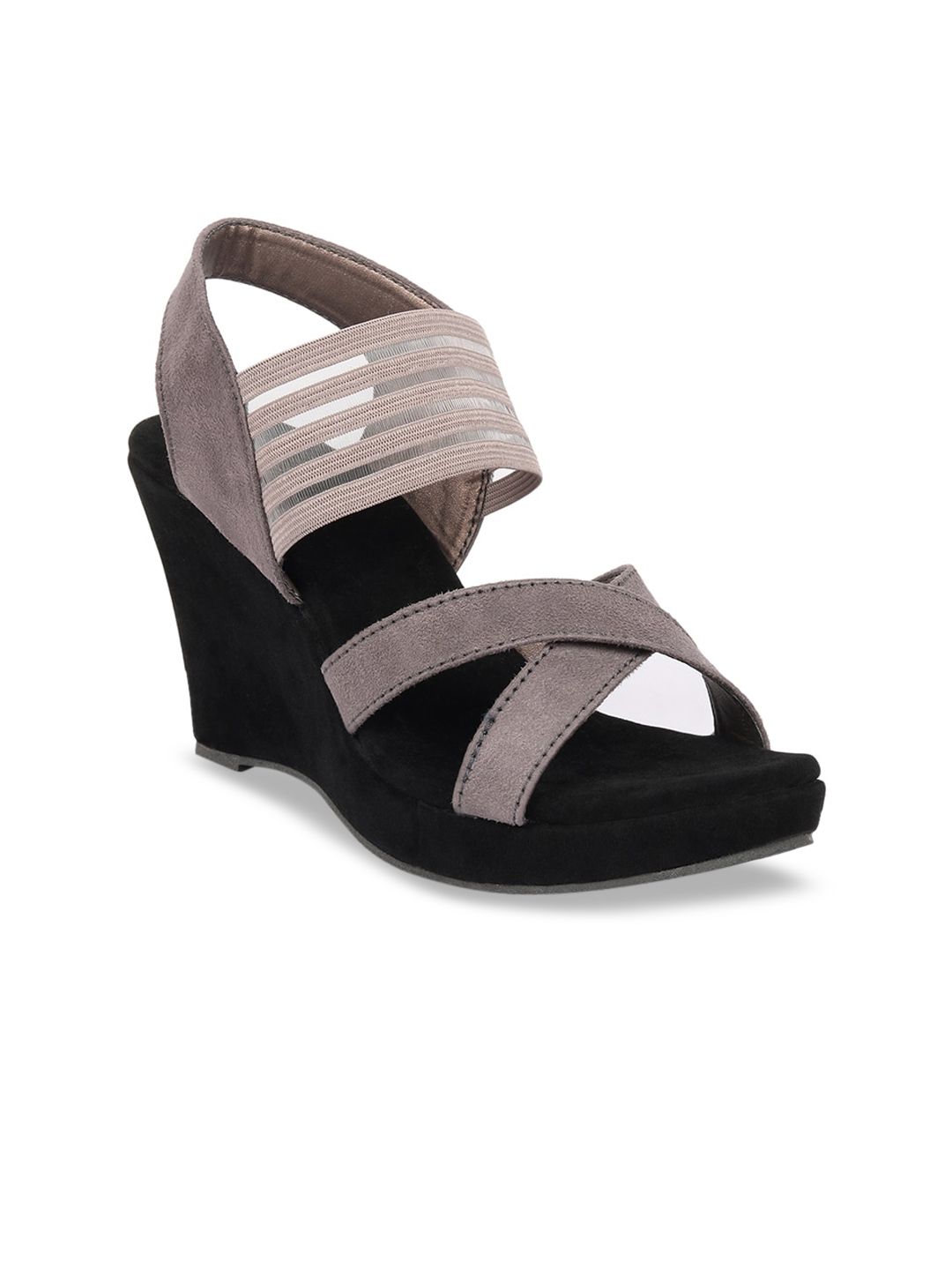 Bella Toes Women Grey Solid Synthetic Wedge Sandals Price in India