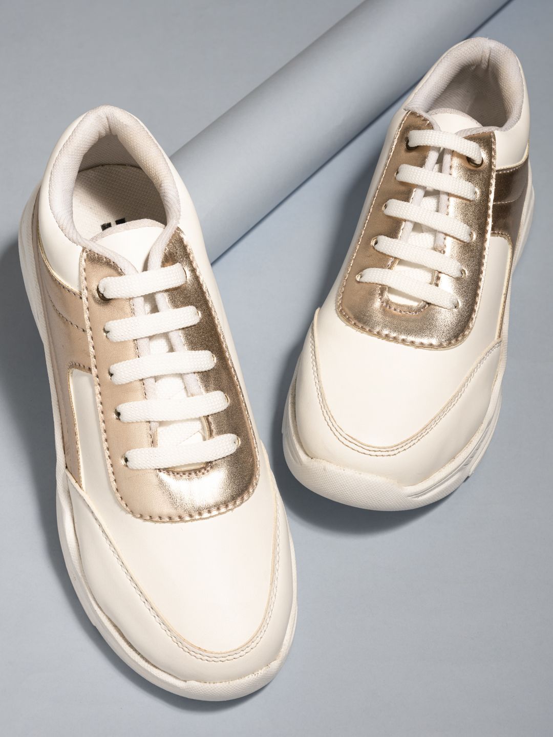 HERE&NOW Women White Colourblocked Sneakers Price in India