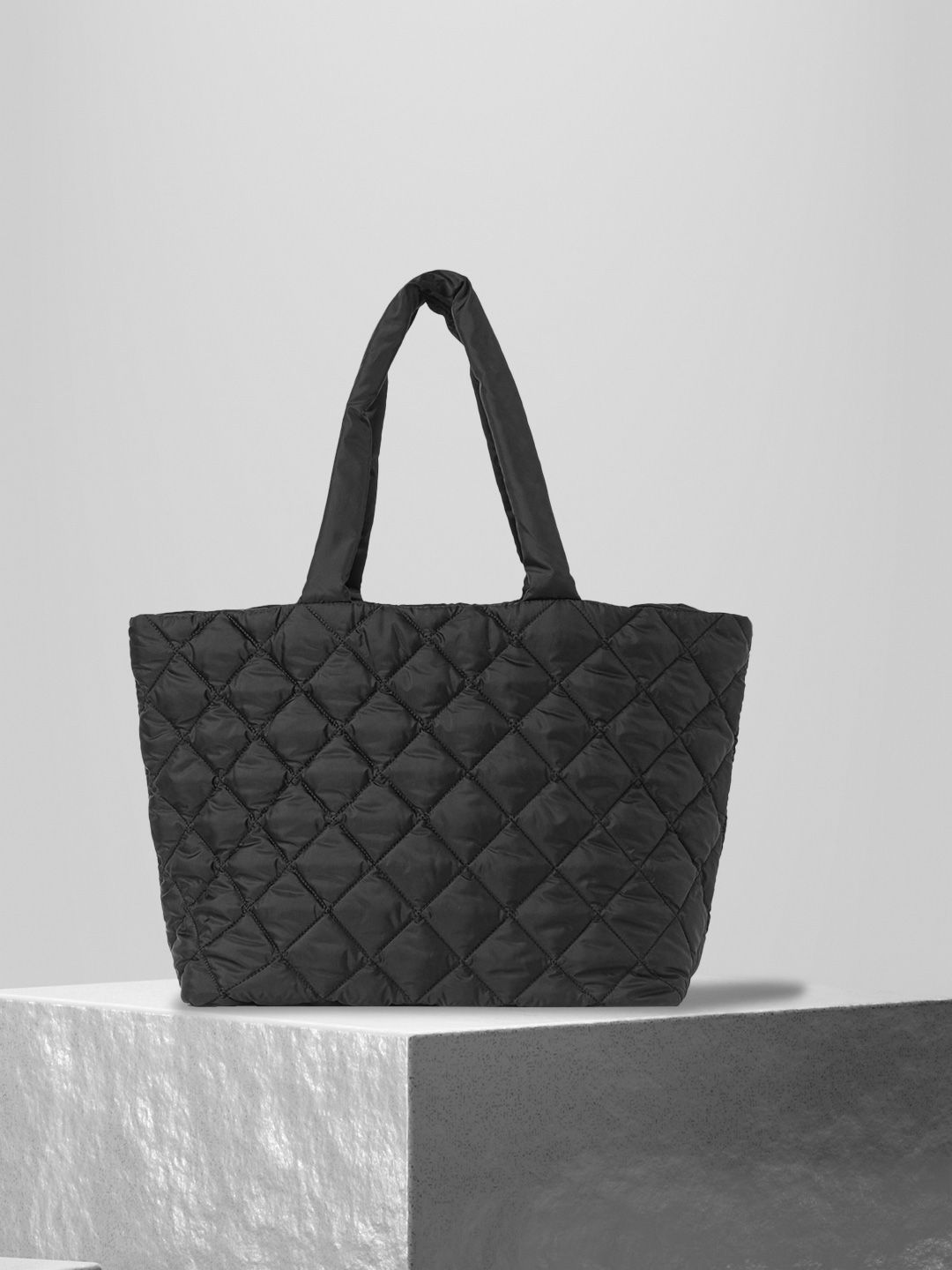 H&M Black Quilted  Structured Bag Price in India