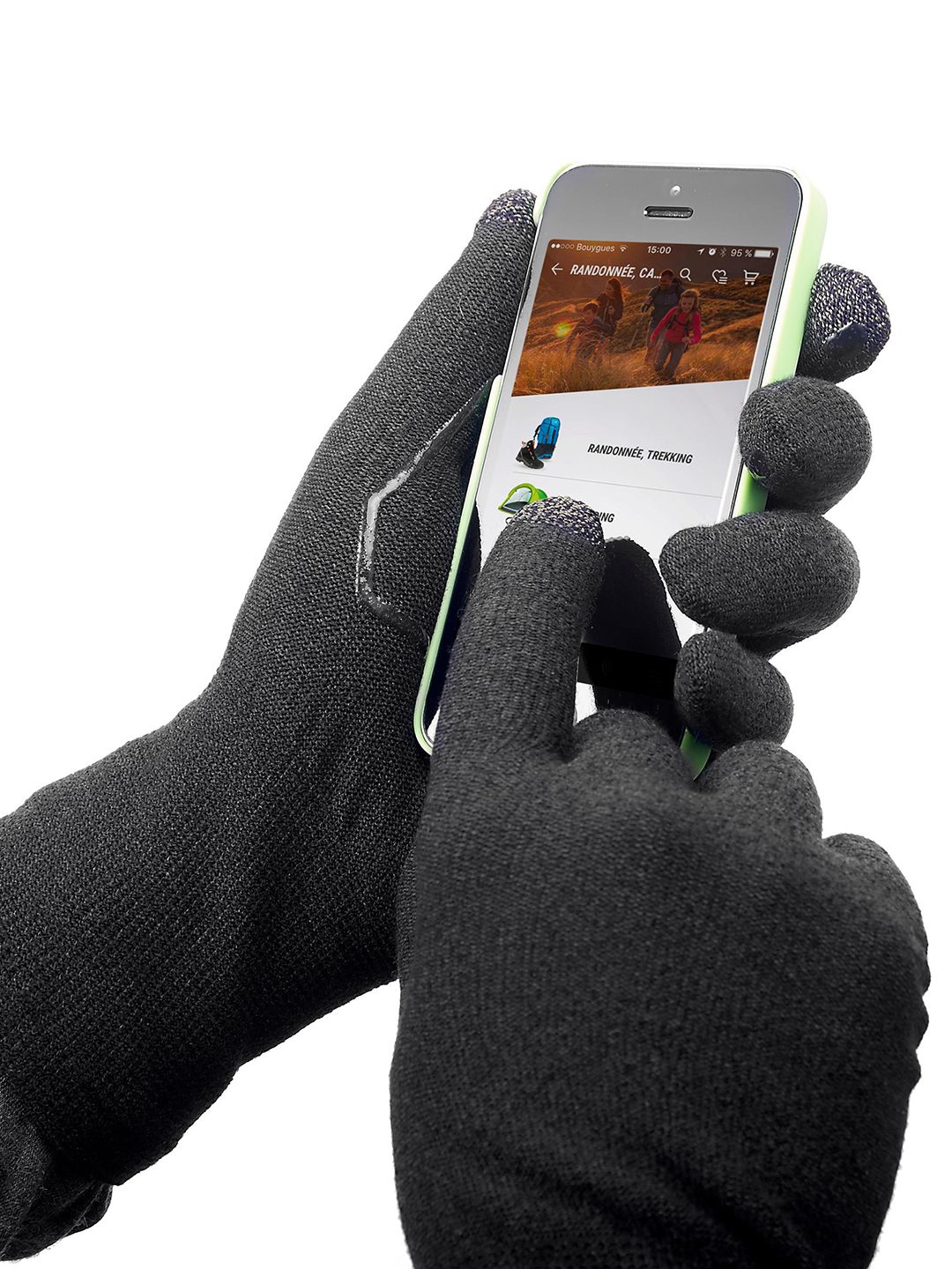 Unisex Black Mountain Trekking & Touchscreen-Compatible Liner Gloves Trek 500 Price in India