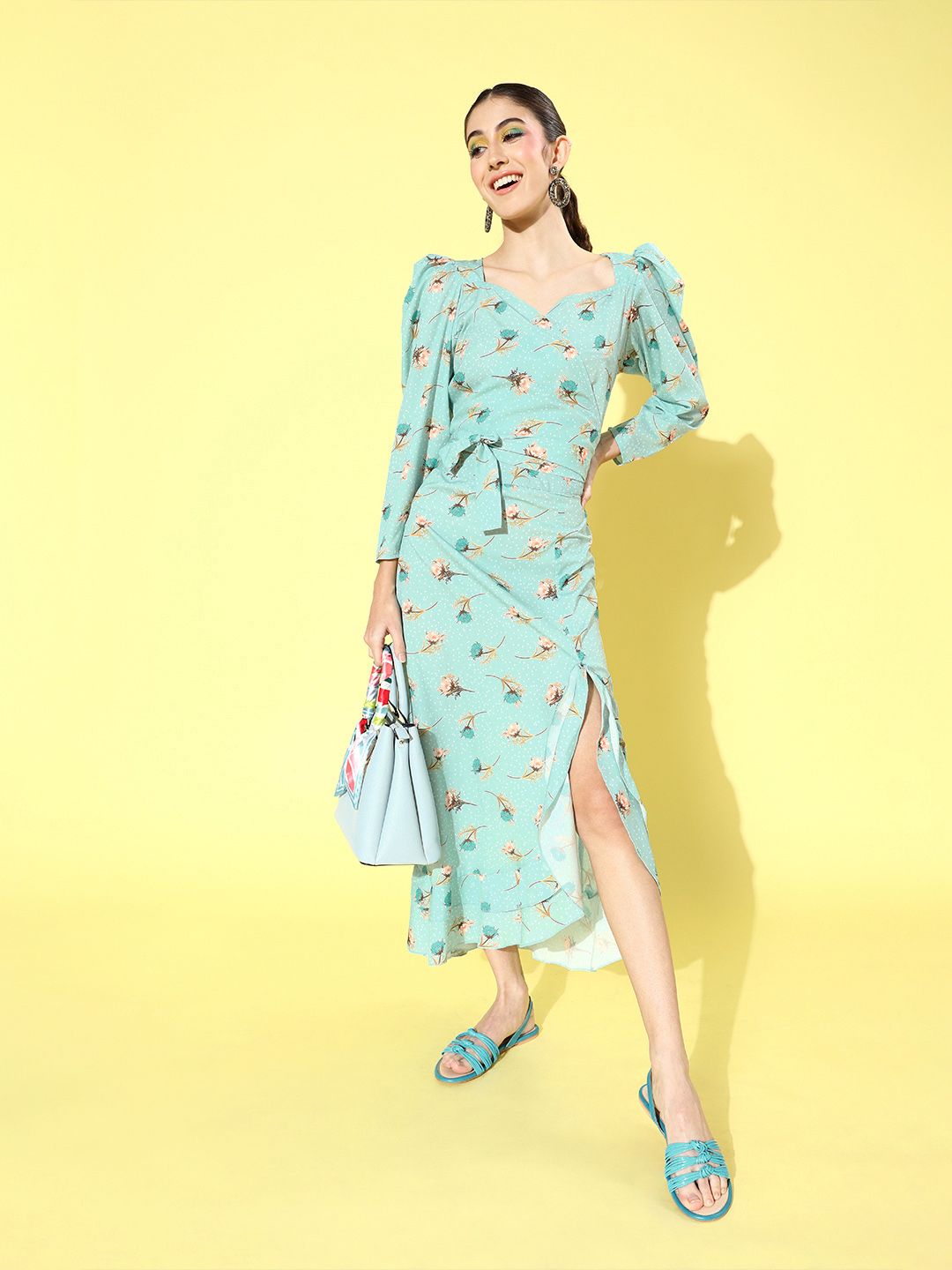Sera Women Stunning Blue Floral Dress