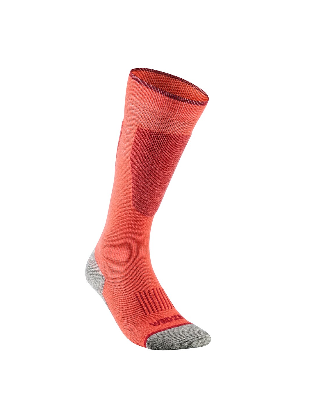 WEDZE By Decathlon Unisex Coral & Grey Colorblocked Woollen Ski Socks Price in India