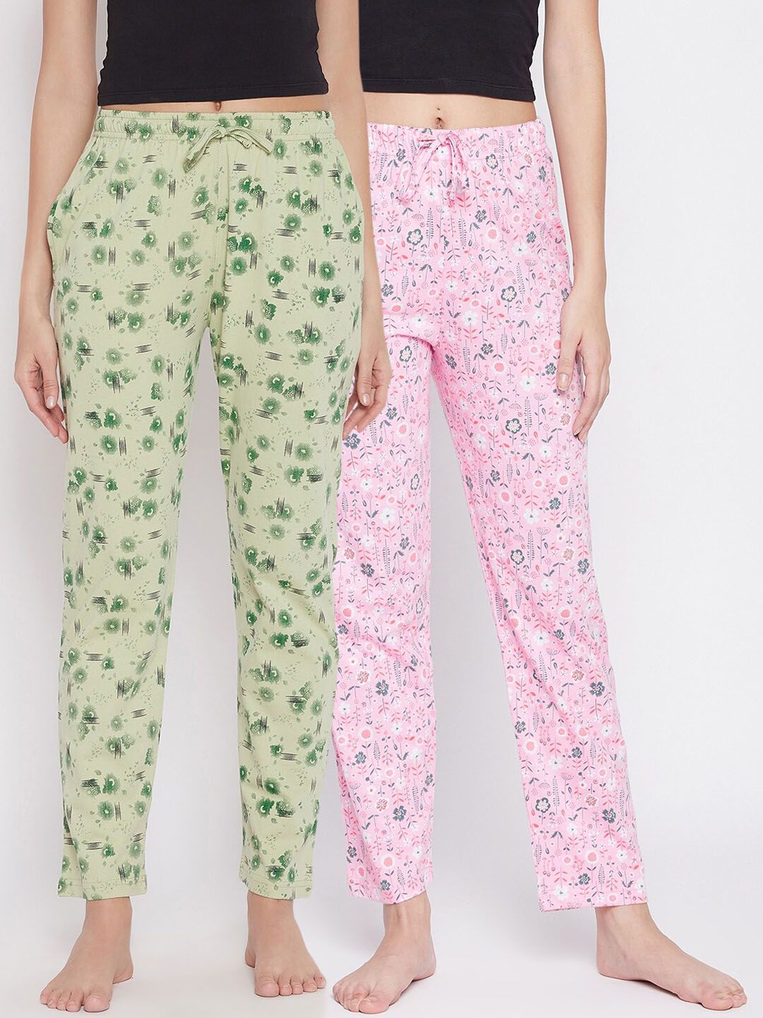 C9 AIRWEAR Women Pack Of 2 Printed Pure Cotton Lounge Pants Price in India