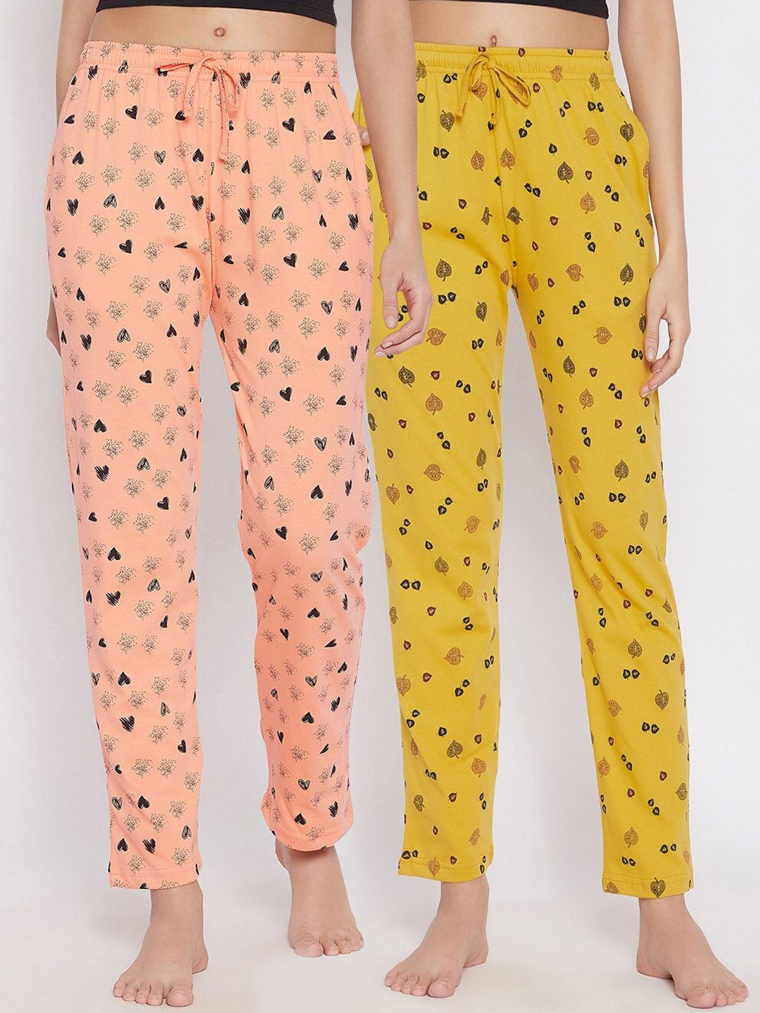 C9 AIRWEAR Women Pack Of 2 Printed Pure Cotton Lounge Pants Price in India