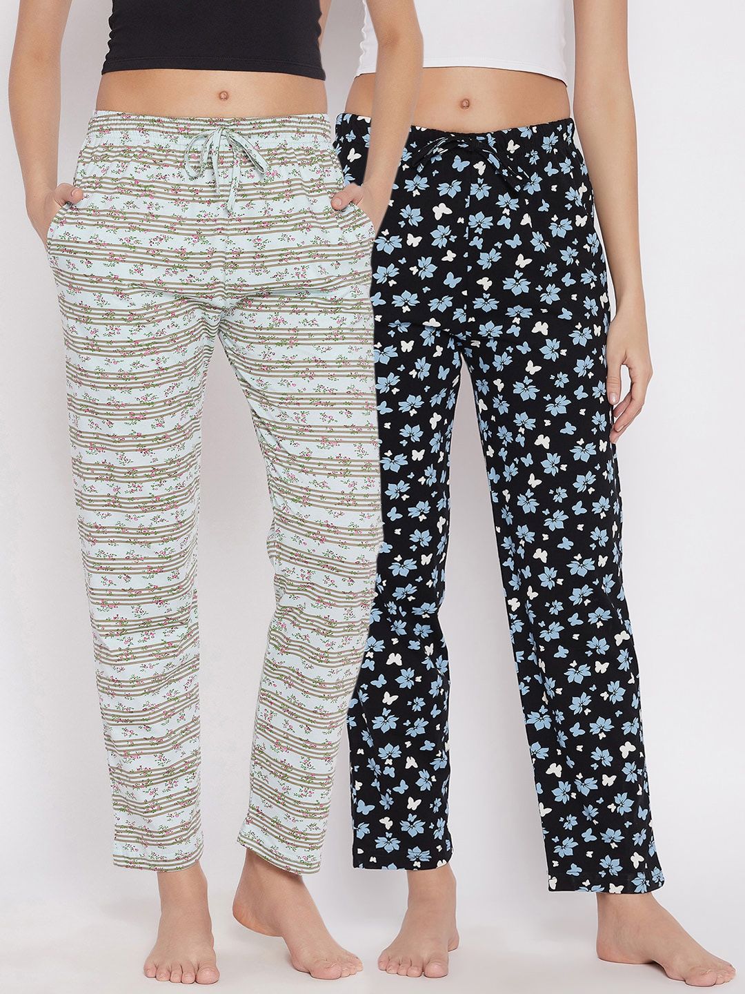 C9 AIRWEAR Women Pack Of 2 Printed Pure Cotton Lounge Pants Price in India