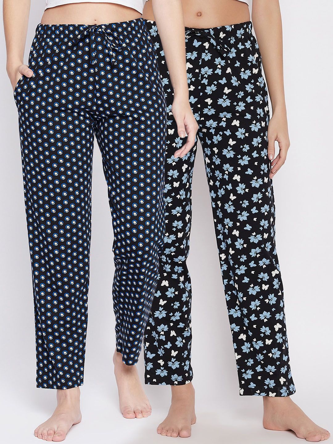 C9 AIRWEAR Women Pack Of 2 Printed Pure Cotton Lounge Pants Price in India