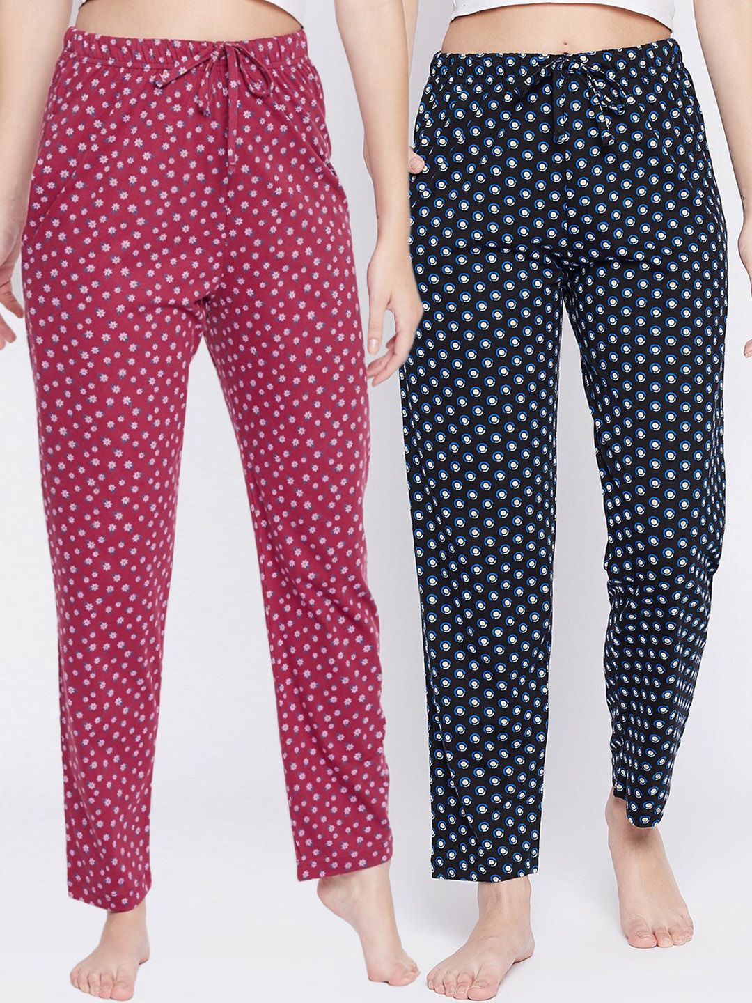 C9 AIRWEAR Women Pack Of 2 Printed Pure Cotton Lounge Pants Price in India