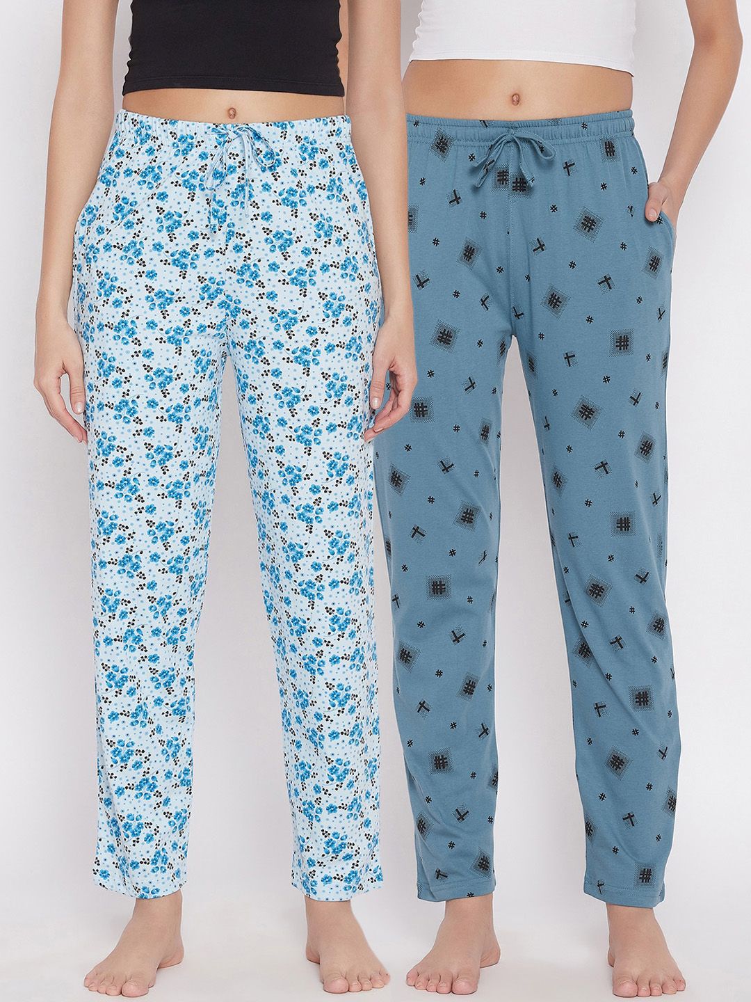 C9 AIRWEAR Women Pack Of 2 Printed Pure Cotton Lounge Pants Price in India