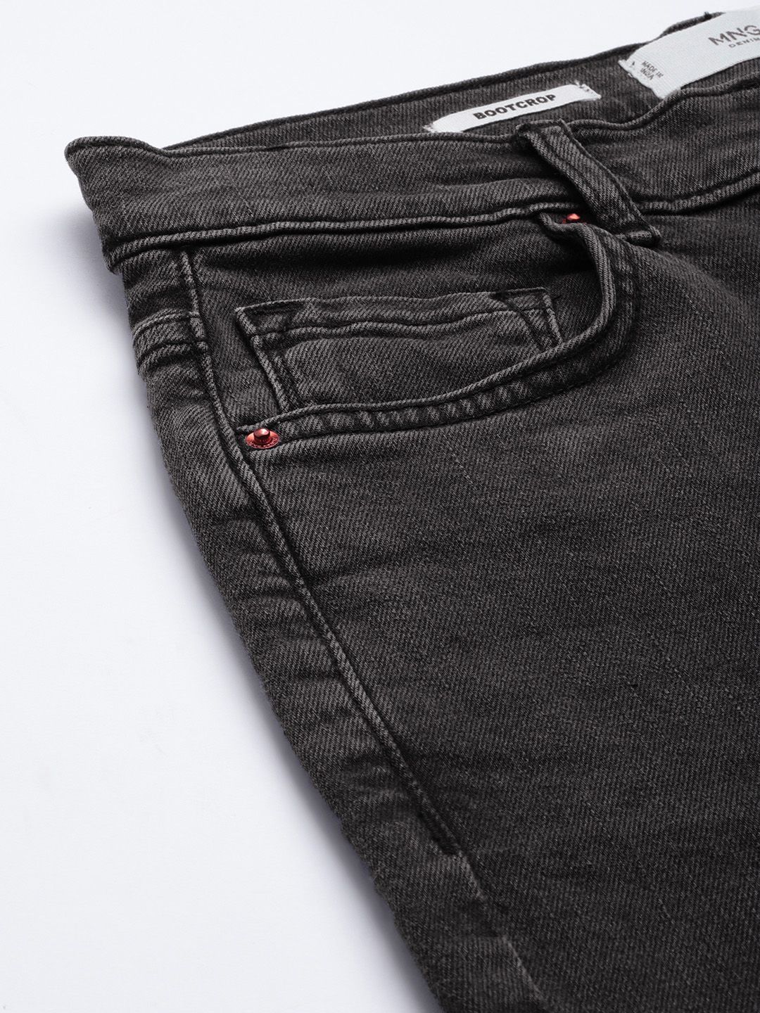 Charcoal Mid-Rise Bootcut Flared Cropped Stretchable Jeans