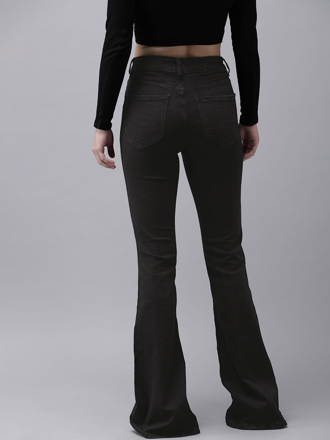 Black Mid-Rise Bootcut Clean Look Regular Stretchable Jeans
