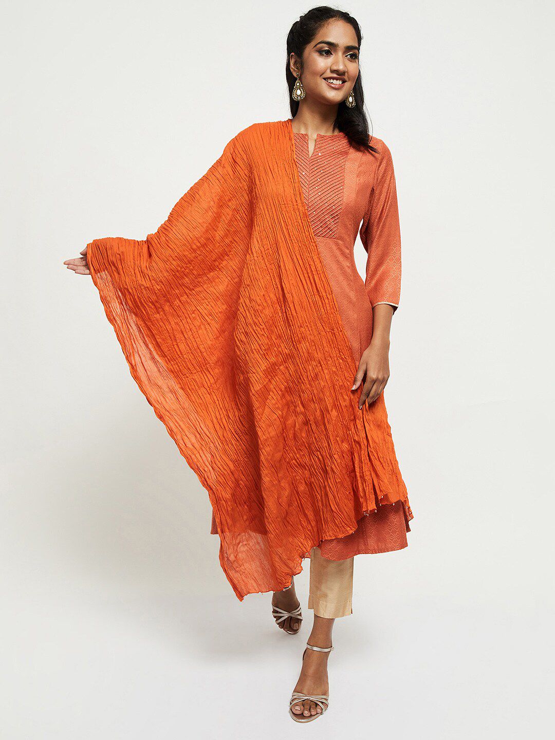 max Orange Pure Cotton Dupatta Price in India