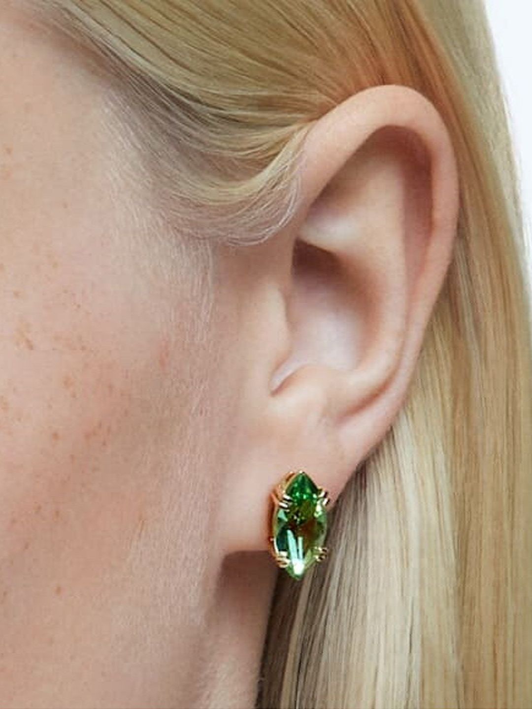 SWAROVSKI Gold-tone Plated Green Gema Stud Earrings Price in India