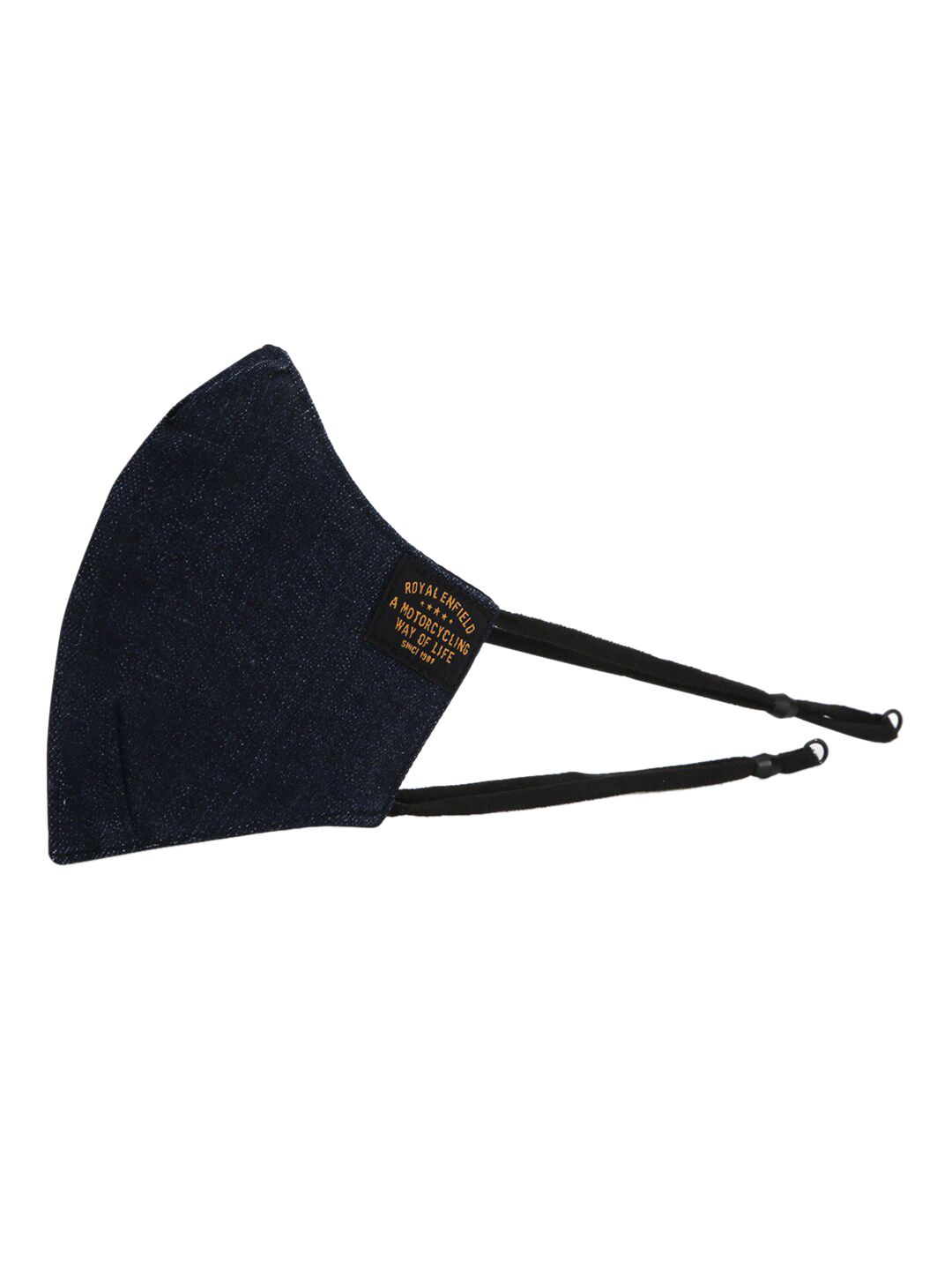 Royal Enfield Unisex Navy Blue Solid Pure Cotton Reusable Denim Cloth Mask Price in India