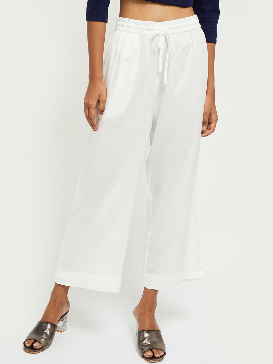 max Women Off White Culottes Trousers Price in India