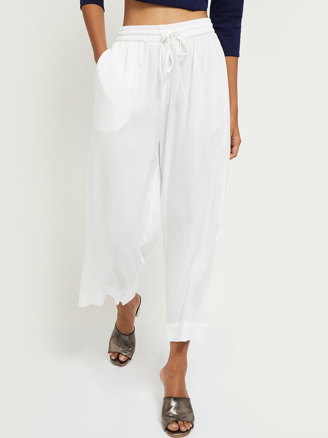 max Women White Culottes Trousers Price in India