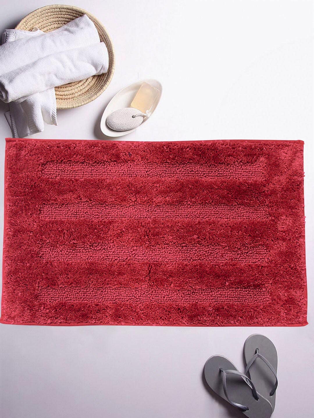 LUXEHOME INTERNATIONAL Maroon Solid Bath Rug Price in India