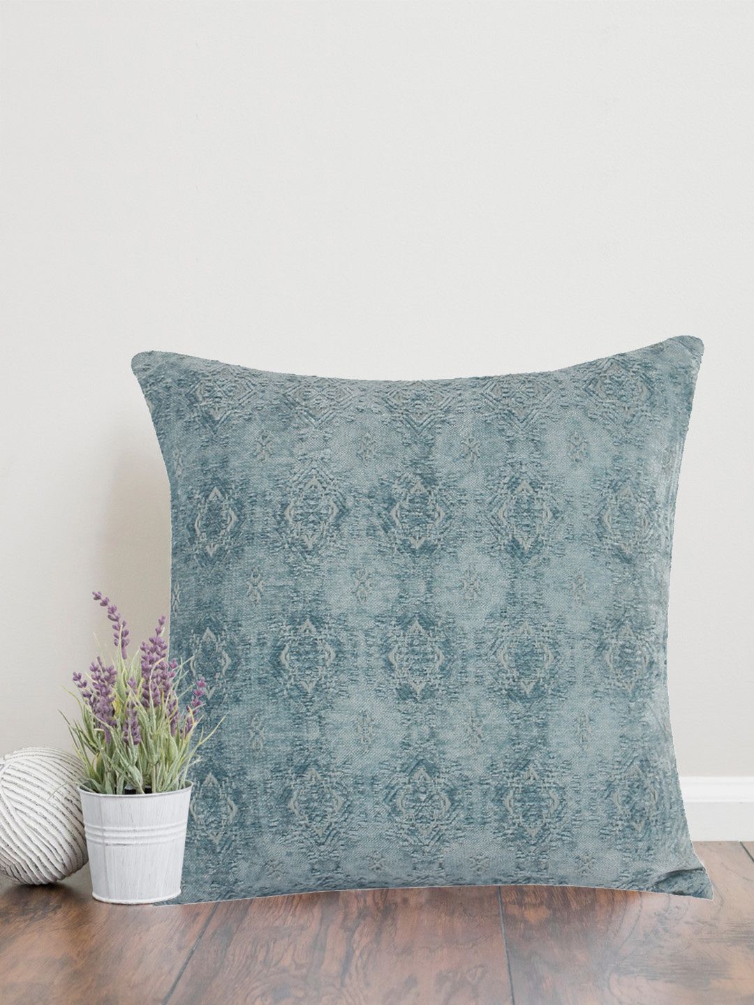 Home Blue Ethnic Motifs Cotton Washable Square Cushion Covers - 16 x 16 In