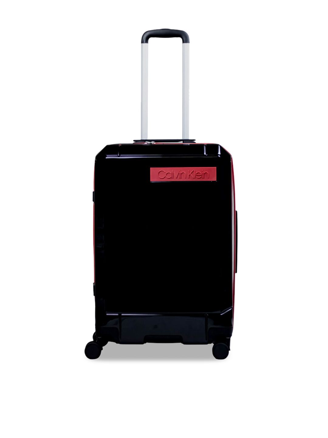 Calvin Klein Black & Red Solid Hard-Sided Medium Trolley Suitcase Price in India