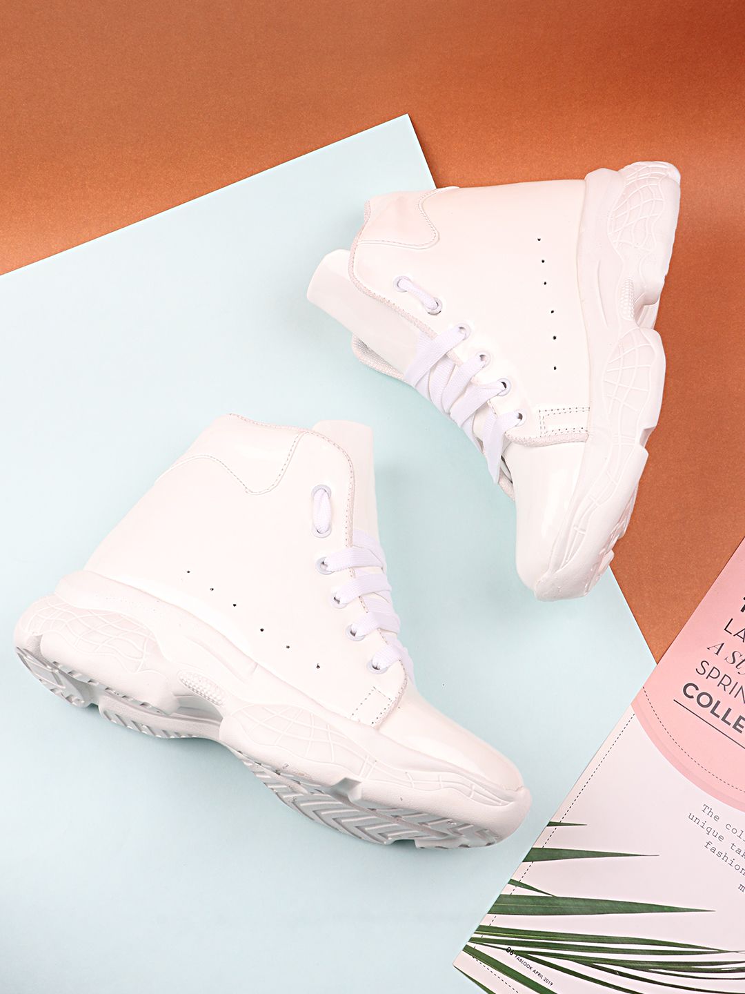 Shoetopia Women White Patent Leather Sneakers Price in India