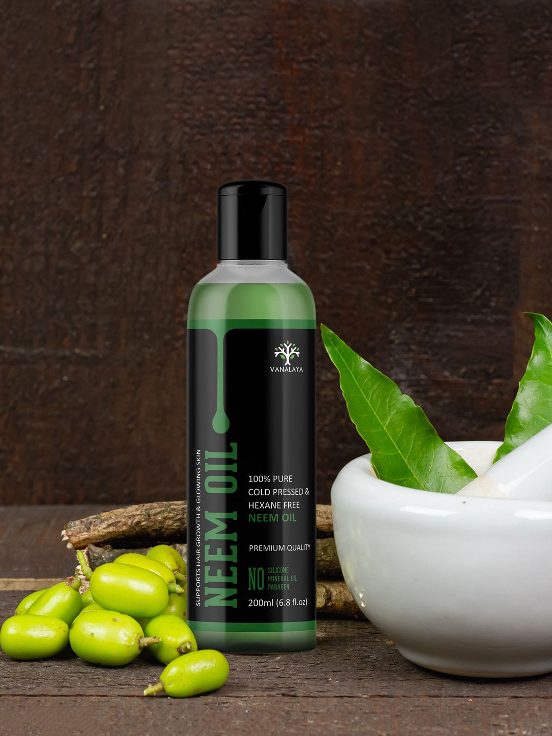 VANALAYA Cold Pressed Neem Oil For Hair & Skin Care - 200 ml Price in India