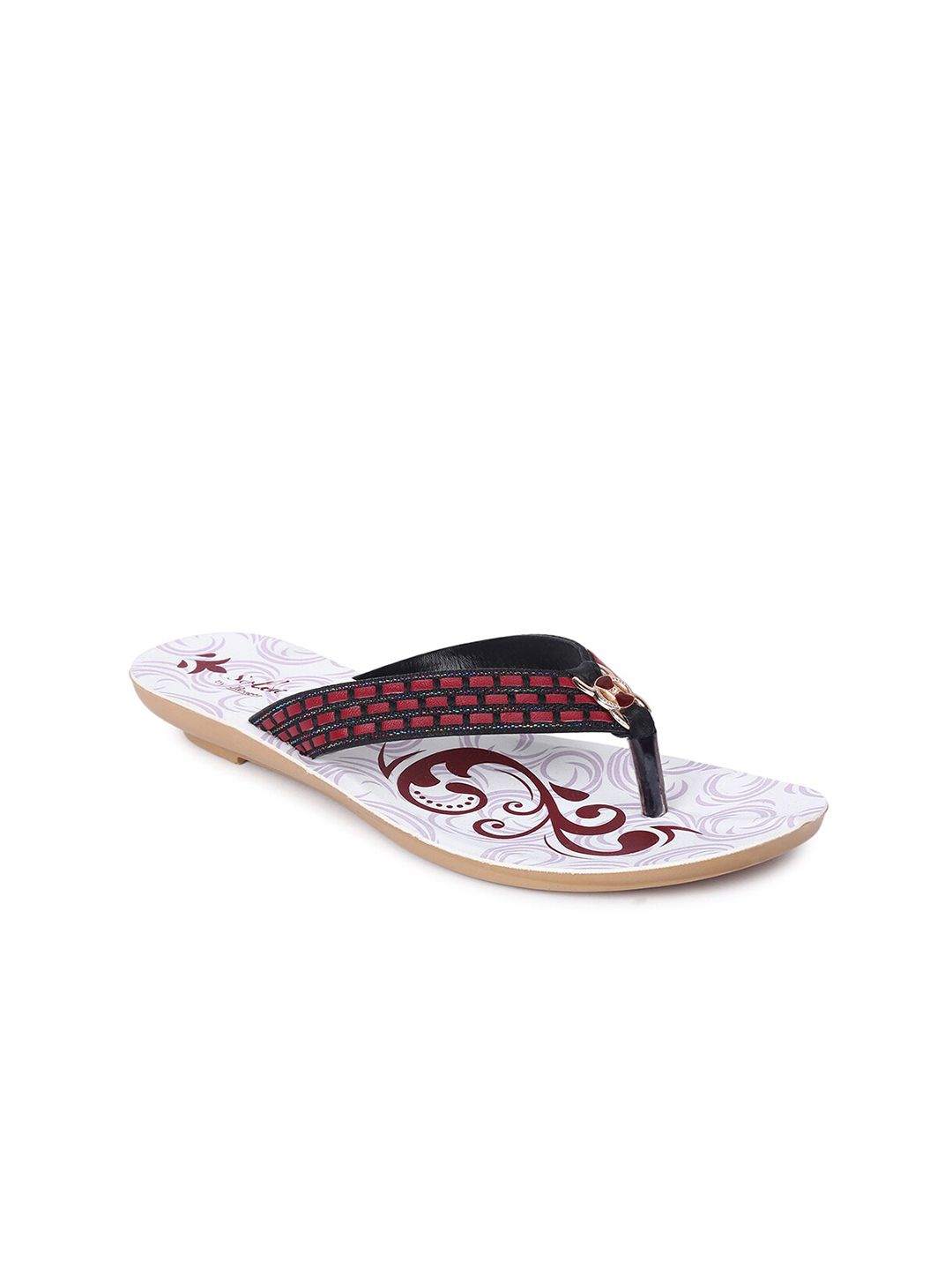 Paragon Women Red & White Flip Flops Price in India