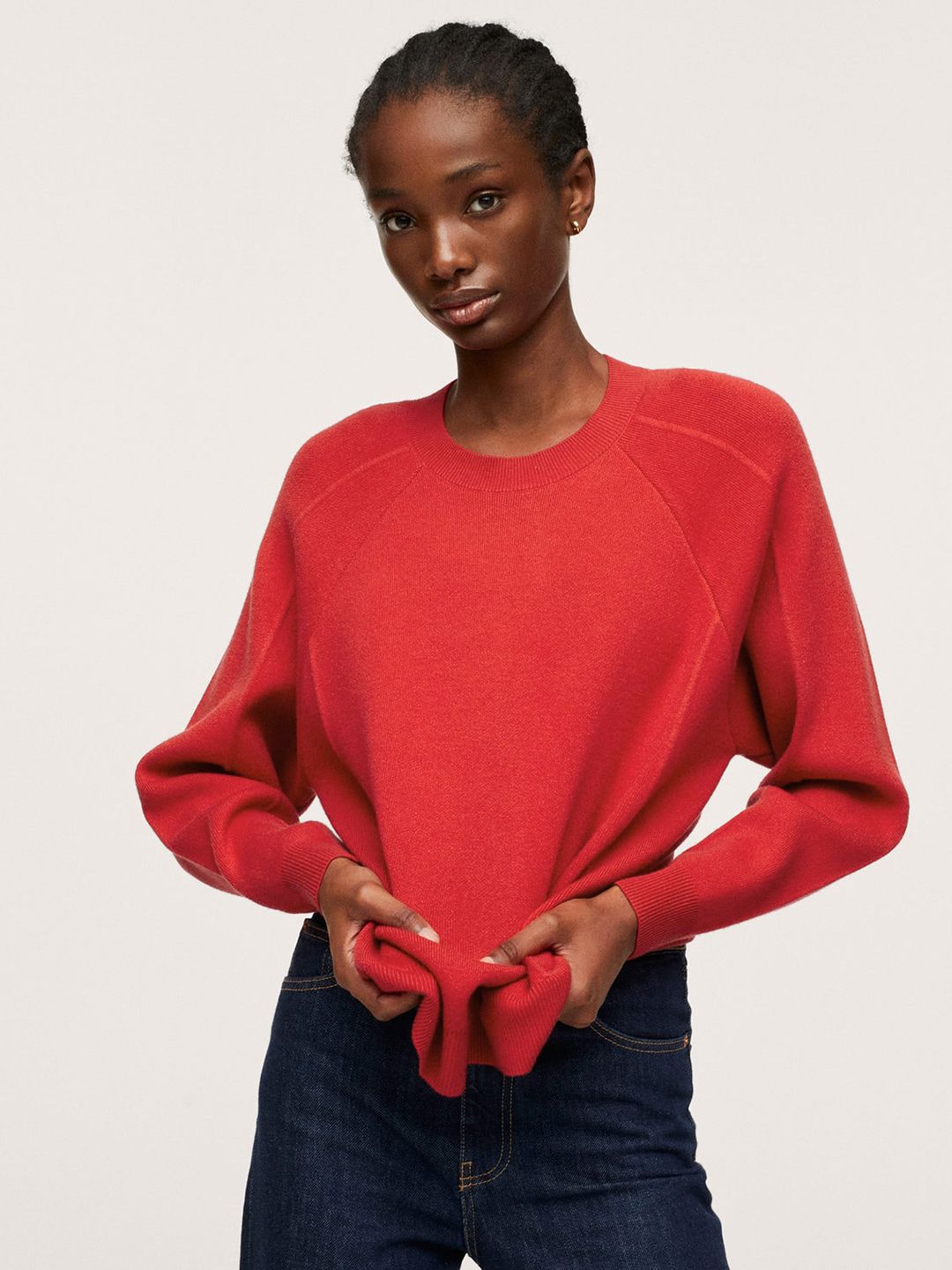 MANGO Women Red Raglan Sleeves Pullover Price in India