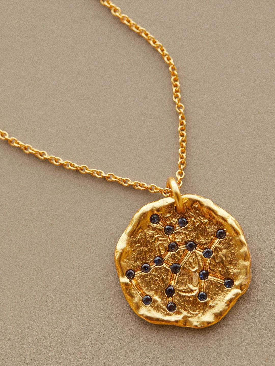 MANGO Gold-Toned & Navy Blue Stone-Studded Sagittarius Necklace Price in India