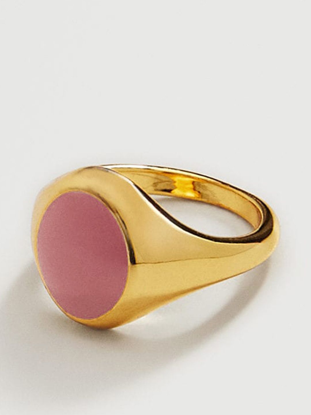 MANGO Gold-Toned & Pink Enamelled Little Finger Ring Price in India