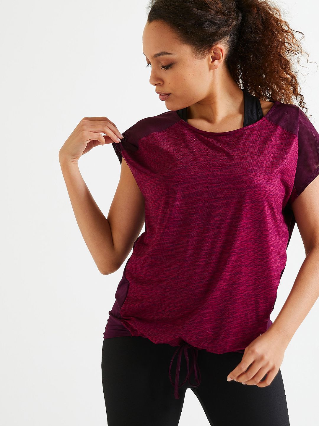 Domyos By Decathlon Women Purple Loose Fit Quick Dry Fitness T-Shirt Price in India