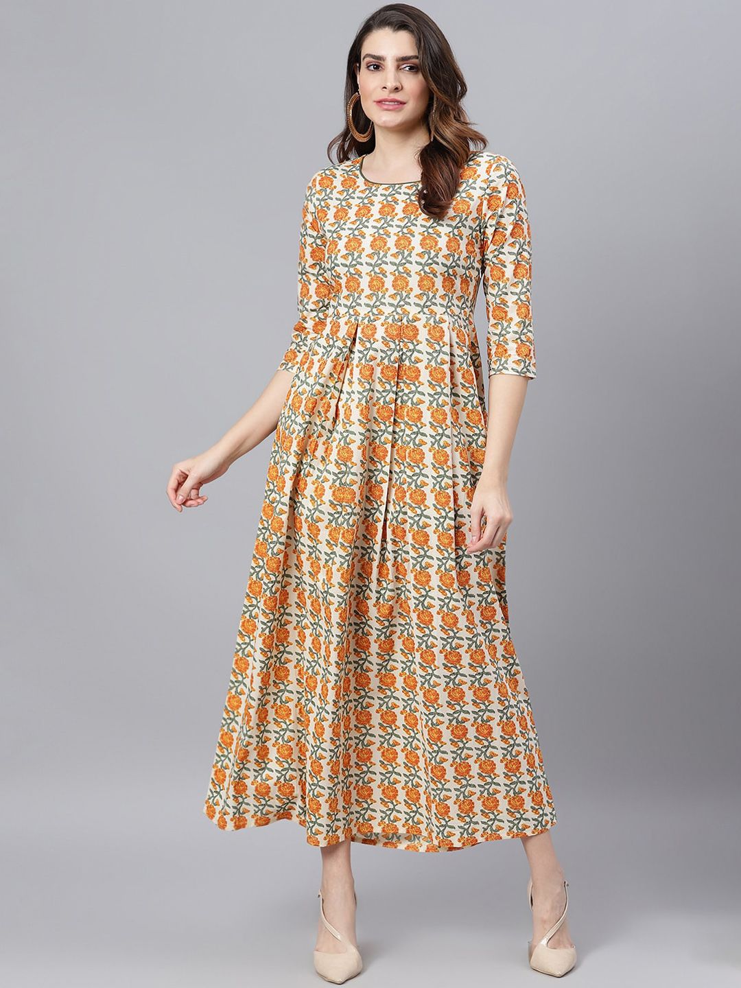 Idalia Women Yellow Floral Printed Maxi Dress Price in India