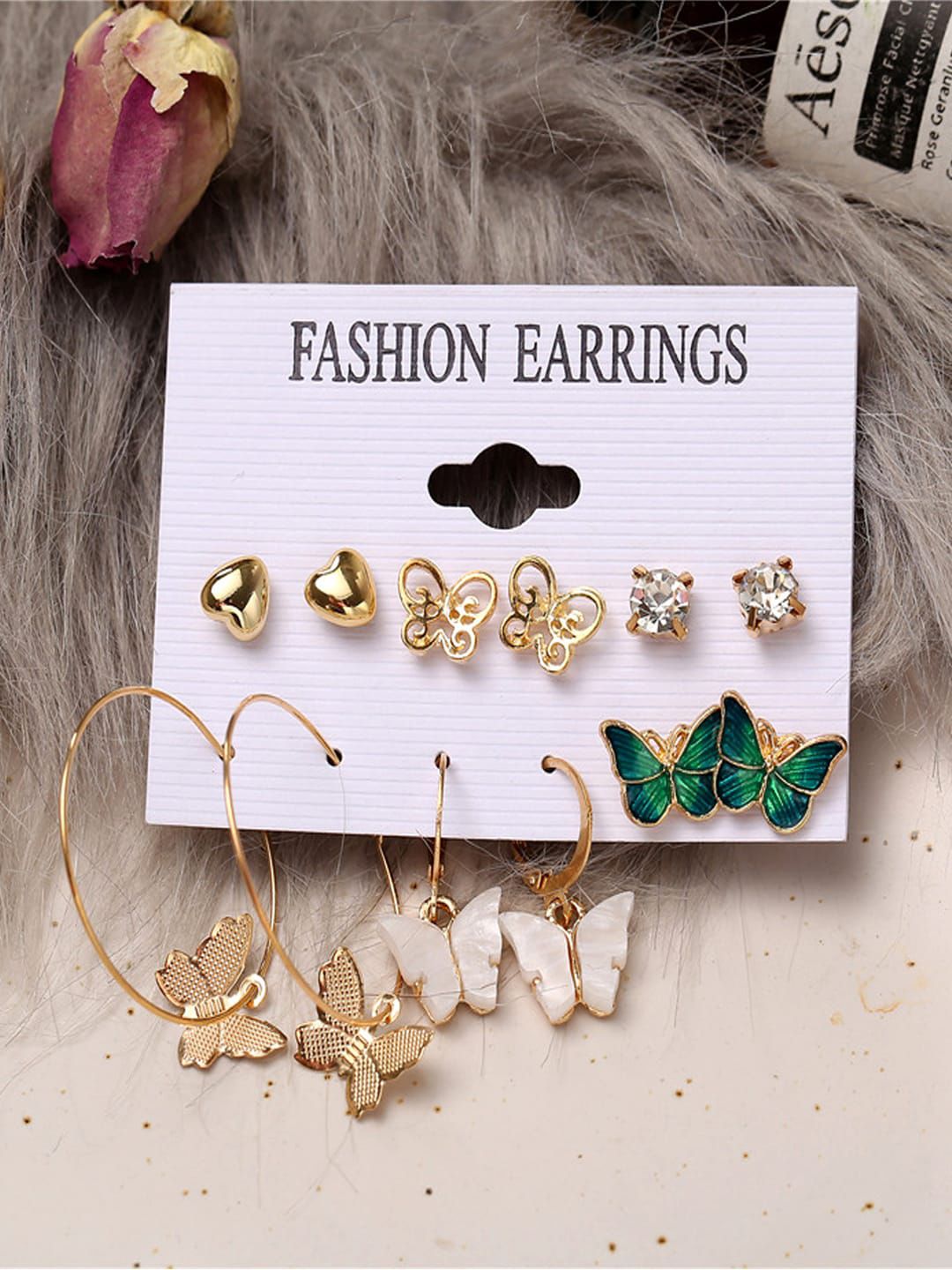 Shining Diva Fashion Combo Set Of 6 Gold-Toned Earrings Price in India